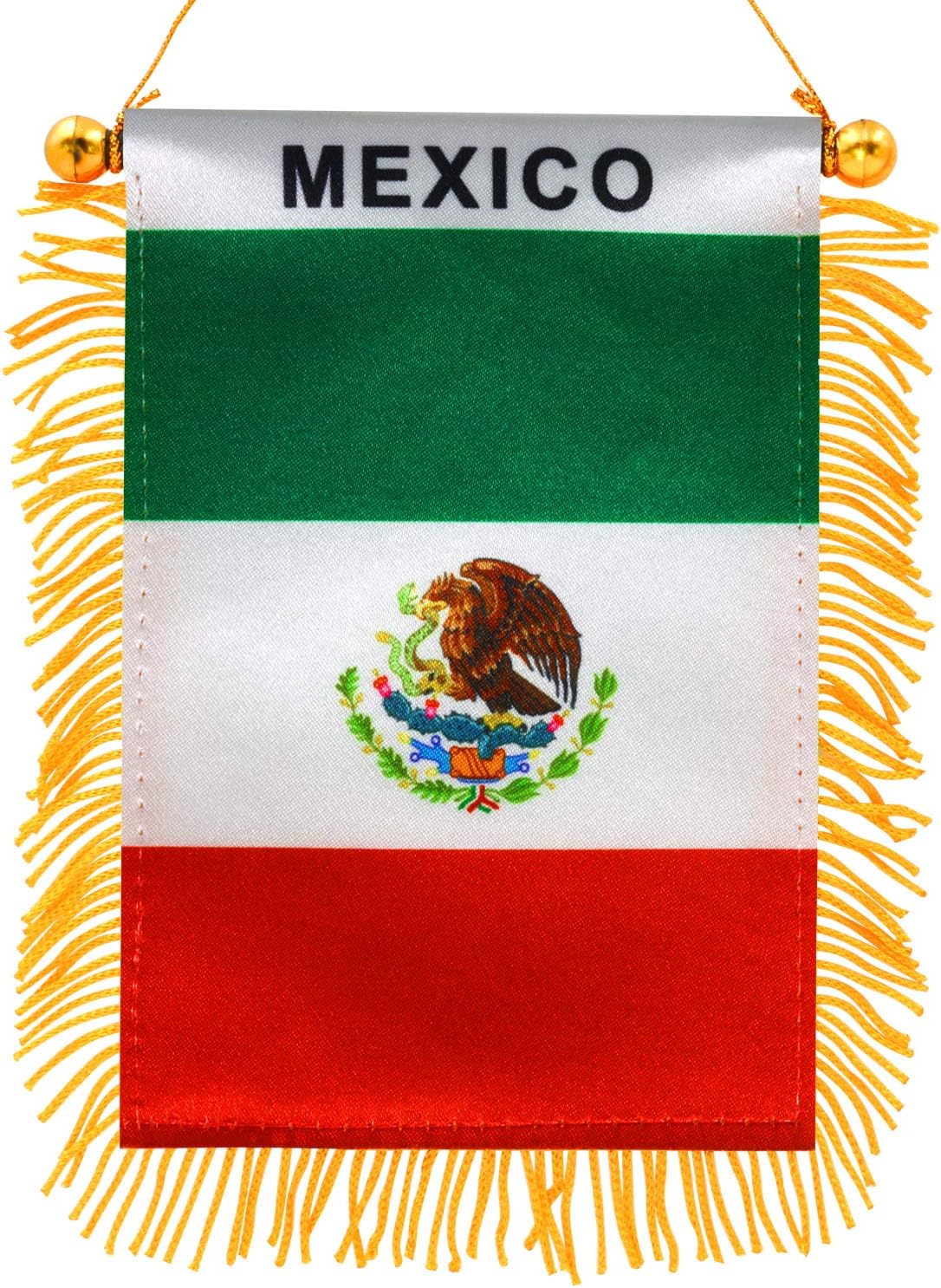Anley 4 X 6 Inch Nicaragua Fringy Window Hanging Flag - Mini Banner & Car Rearview Mirror Décor - Fringed Nicaraguan Hanging Flag with Suction Cup