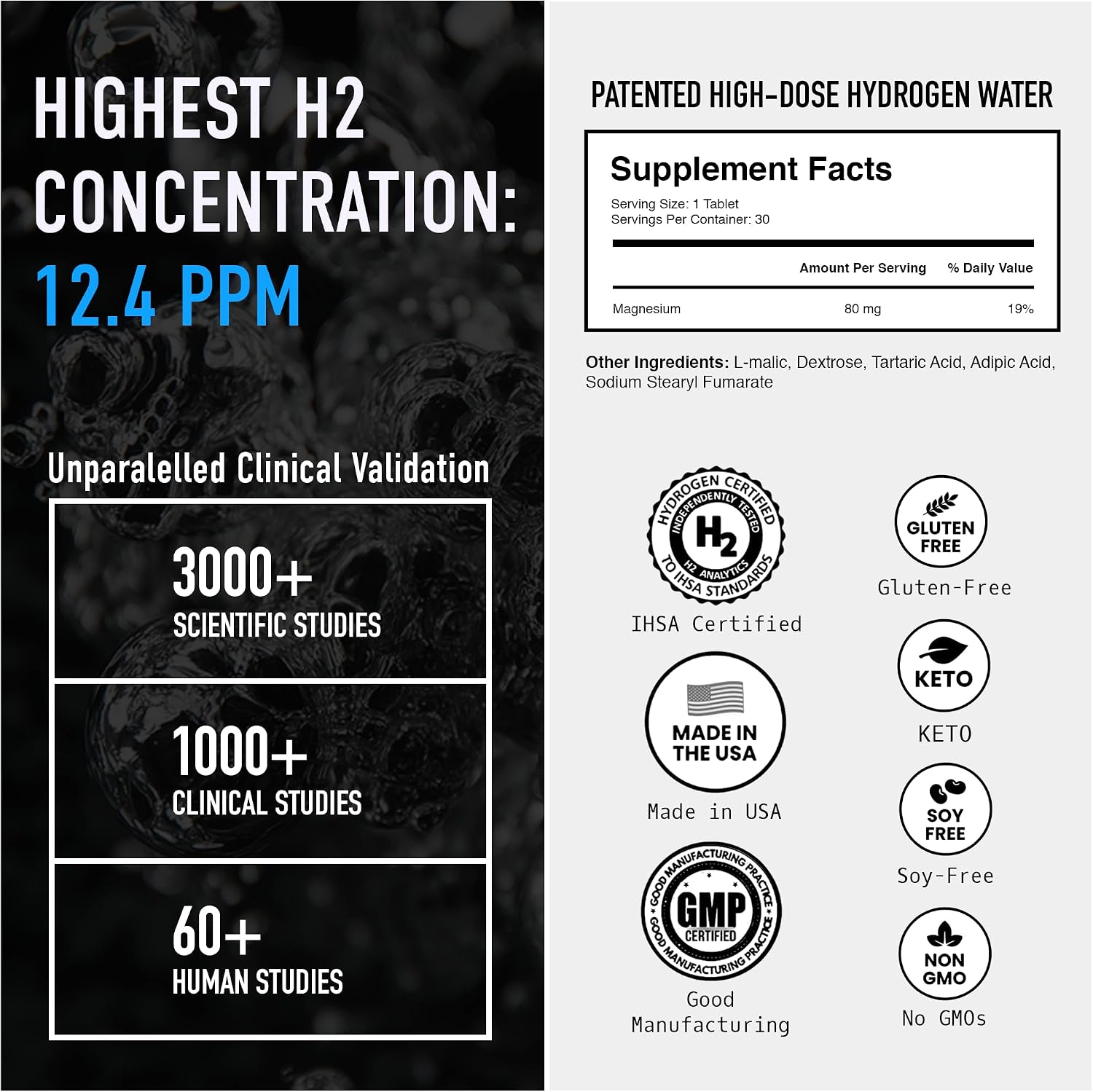 DrinkHRW REJUVENATION Molecular Hydrogen Water Tablets Unflavored, 30 Count