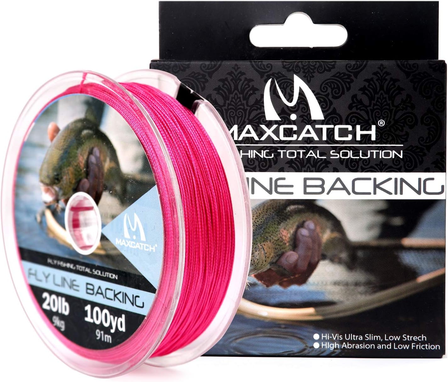 M MAXIMUMCATCH Maxcatch Braided Fly Line Backing for Fly Fishing 20/30lb(White, Yellow, Orange, Black&White, Black&Yellow, Blue, Pink, Green, Purple)