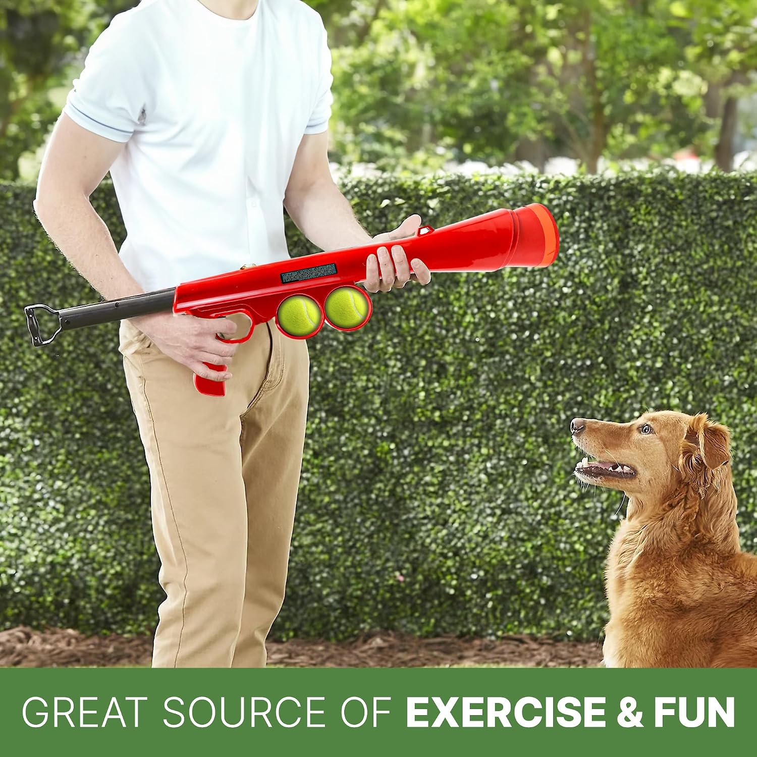 SPOT Launch & Fetch Tennis Ball Launcher Dog Toy | Interactive Dog Fetch Toy Launches Up to 65 Feet | Hands-Free Pickup | Includes 2 Tennis Balls &
