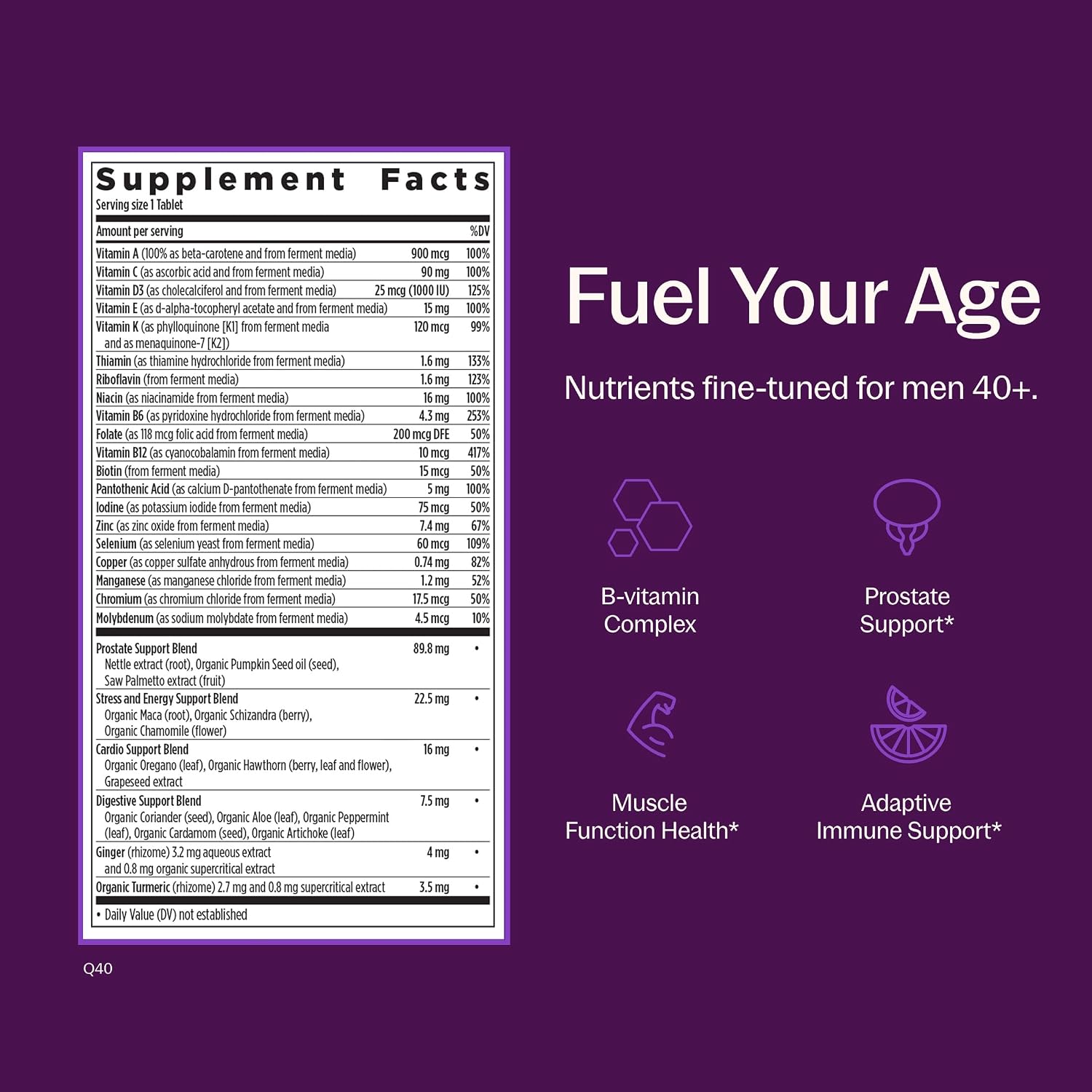 New Chapter One Daily Every Man's Multivitamin 40+ - Offers Eyesight, Immune System & Cellular Energy Support* - Contains Vitamin C, Saw Palmetto & More - Gluten Free & Vegetarian - 96 Tablets