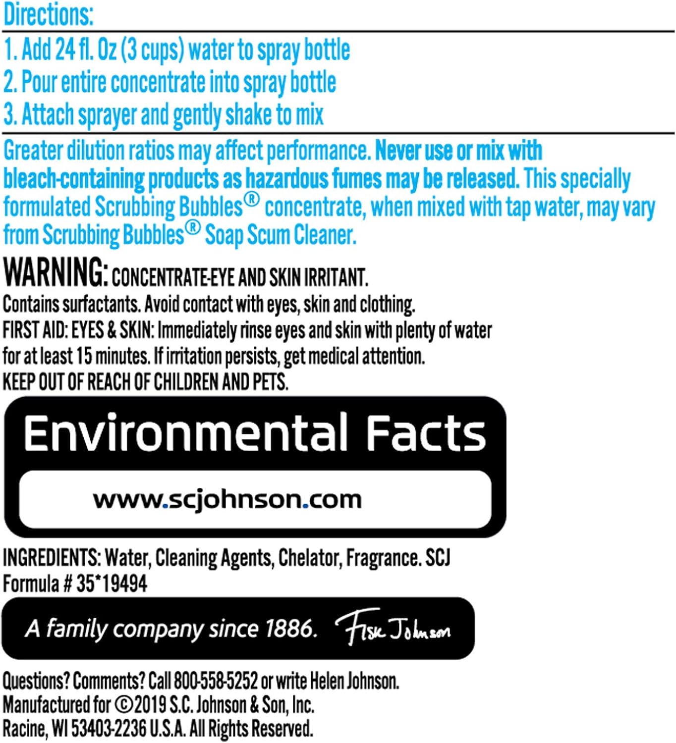 Scrubbing Bubbles Multi Surface Bathroom Cleaner Concentrate, Two 2.9 oz Concentrated Refill Bottles