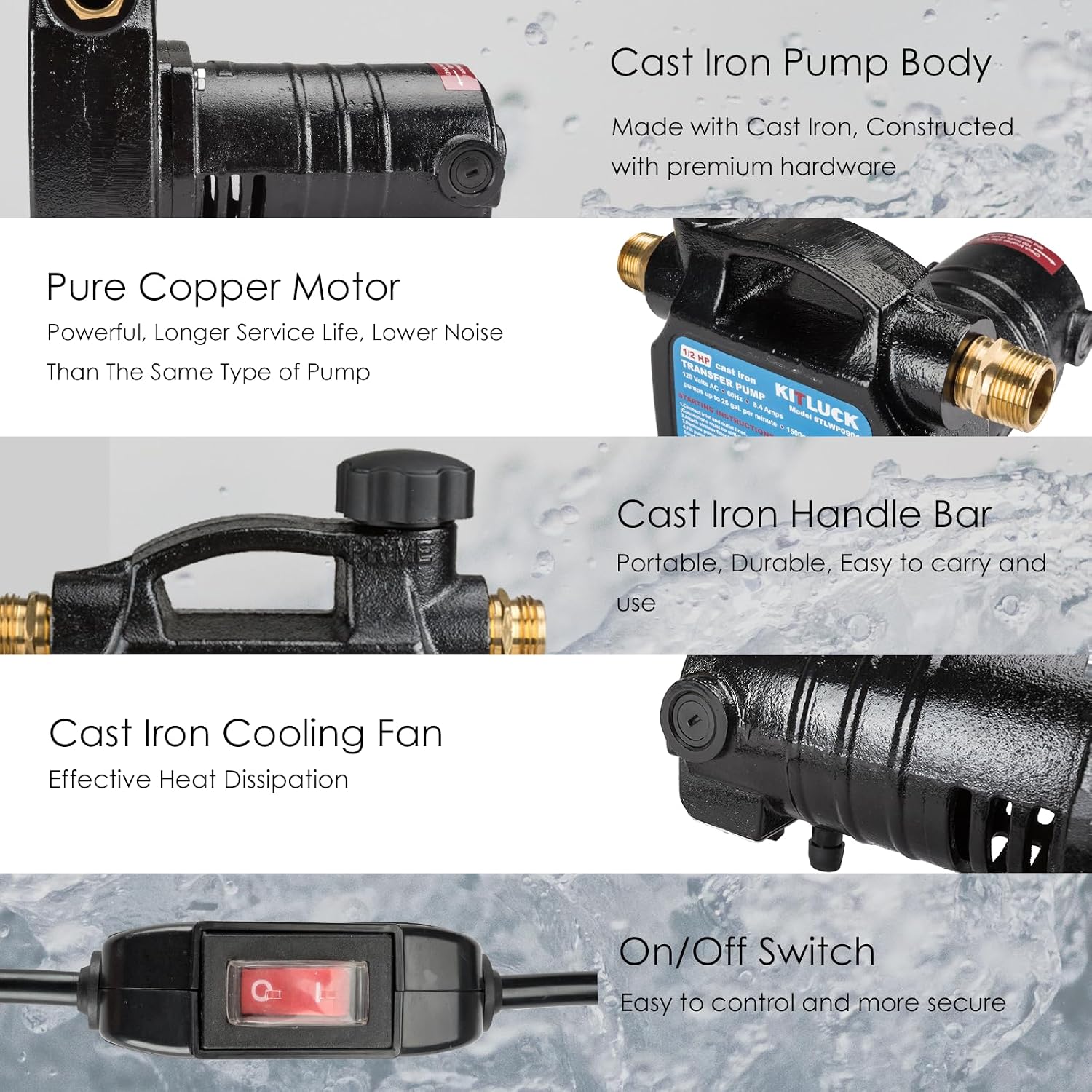 Water Transfer Garden Pump, 1.6 HP 1000GPH Portable Electric Shallow Well Jet Pump, Stainless Steel Sprinkler Pressure Booster Pump for Pool Draining, Lawn Fountain, Irrigation, Water Removal