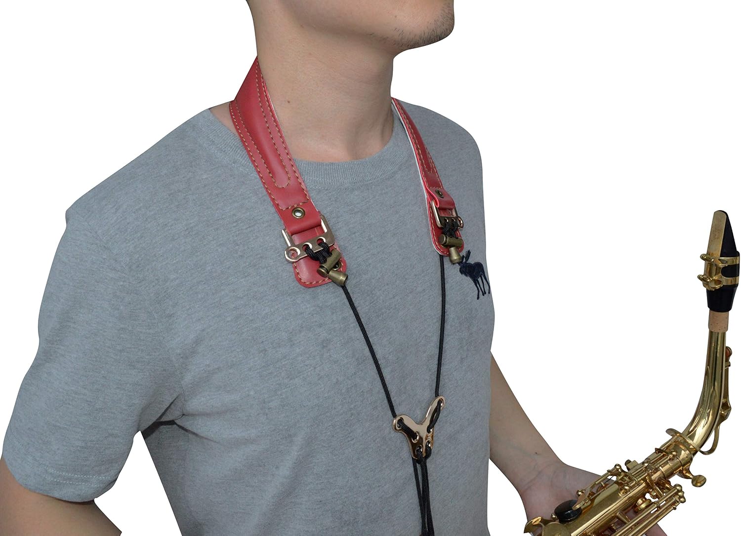 adorence Leather Saxophone Neck Strap for Alto & Tenor Saxophone - Red