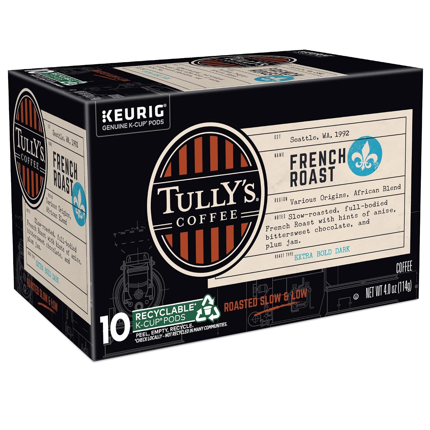 Tully's Coffee Hawaiian Blend Keurig Single-Serve K-Cup Pods, Medium Roast Coffee, 96 Count