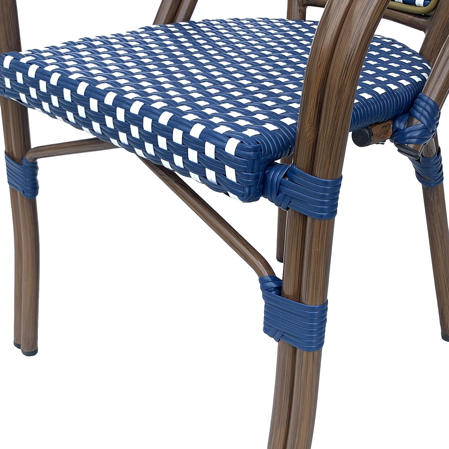 Christopher Knight Home Anastasia Outdoor French Bistro Chair (Set of 2), Black + White + Bamboo Print Finish