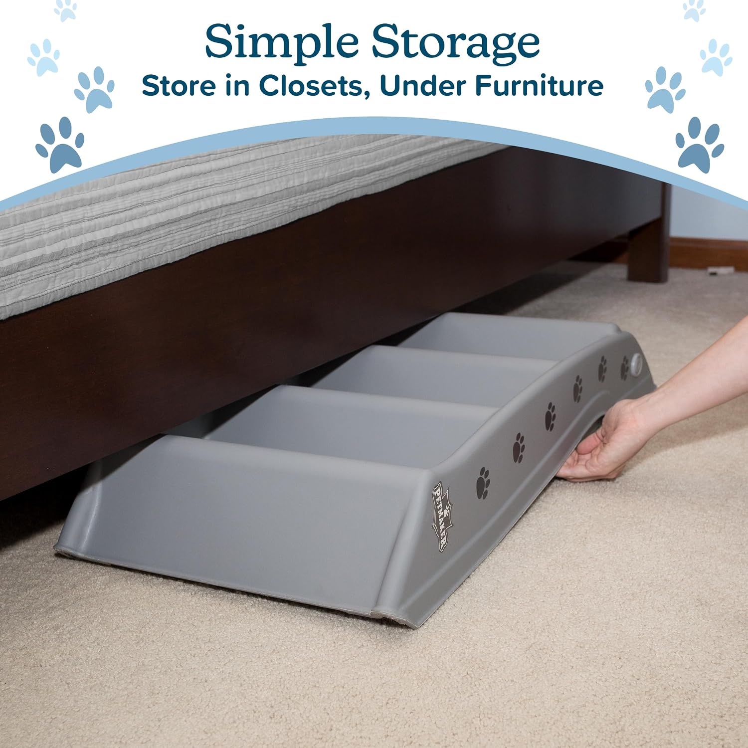 Pet Stairs - Home and Vehicle Foldable Nonslip Dog Steps with 4-Step Design - For Puppies, Kittens, and Other Small Pets by PETMAKER (Tan)