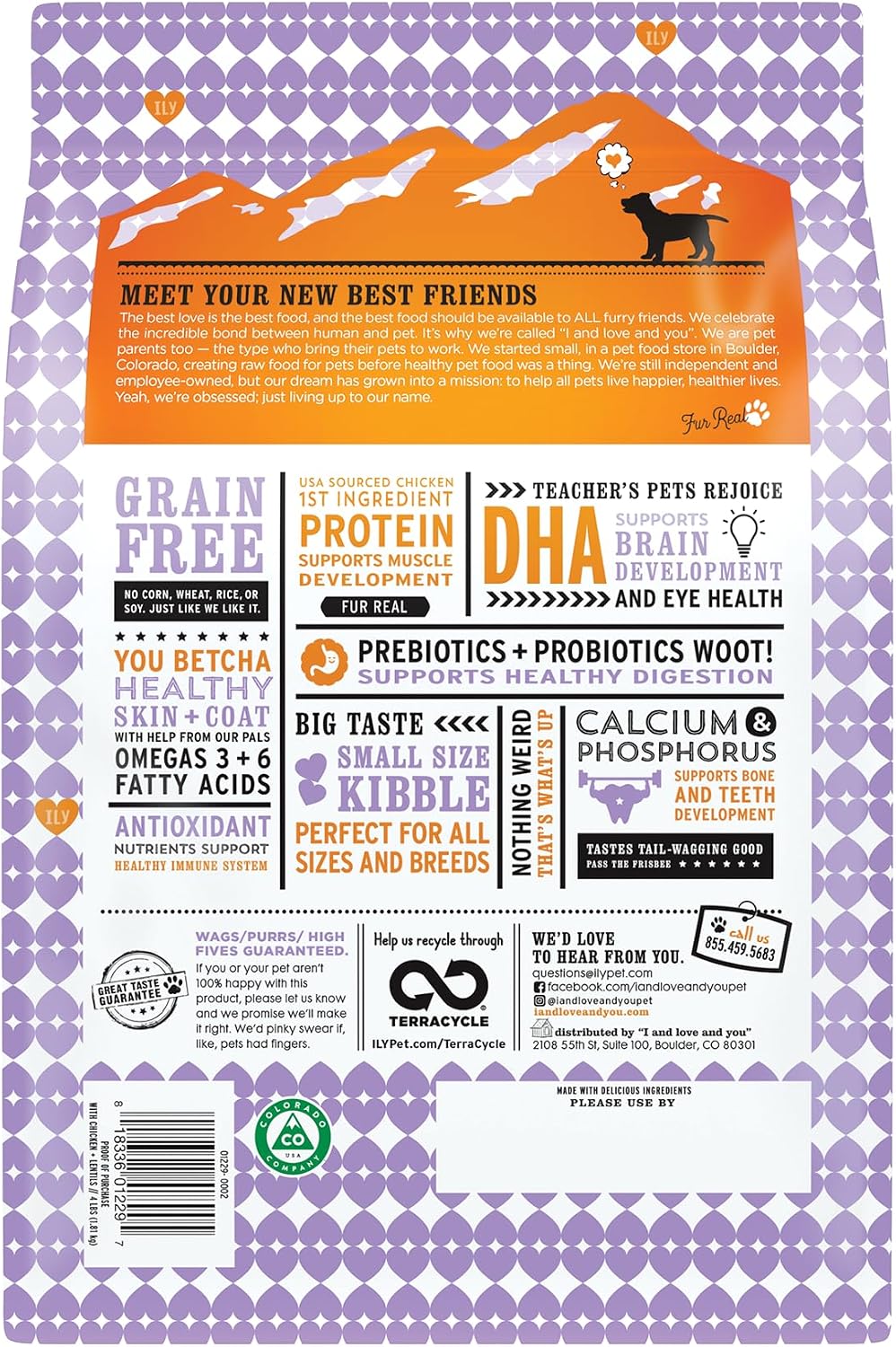 I and love and you Naked Essentials Dry Dog Food - Lamb + Bison - High Protein, Real Meat, No Fillers, Prebiotics + Probiotics, 4lb Bag