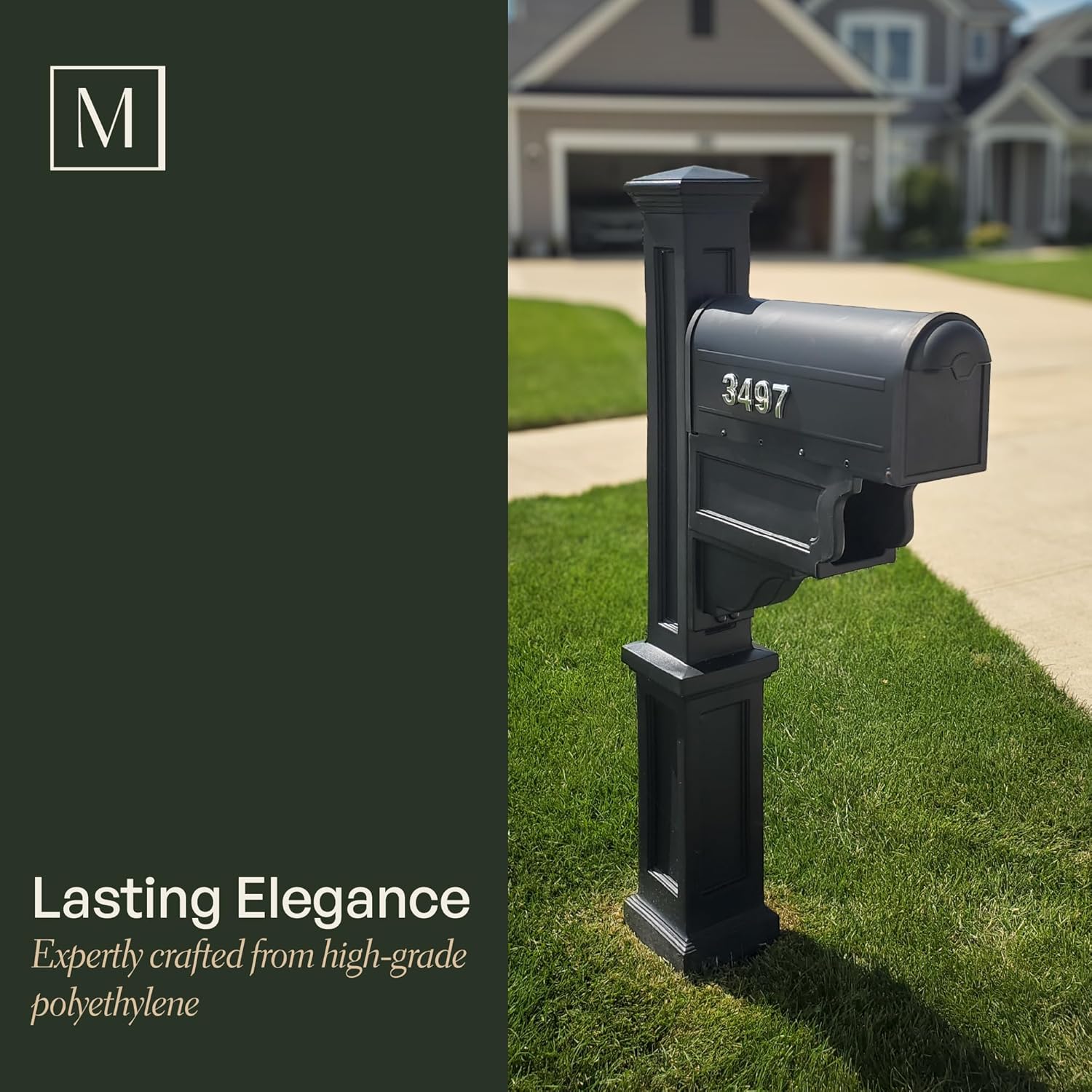 Mayne Dover Decorative Mailbox Post with Newspaper Holder, White | For post-mount mailboxes, Weather & fade resistant, All season, 15-year warranty