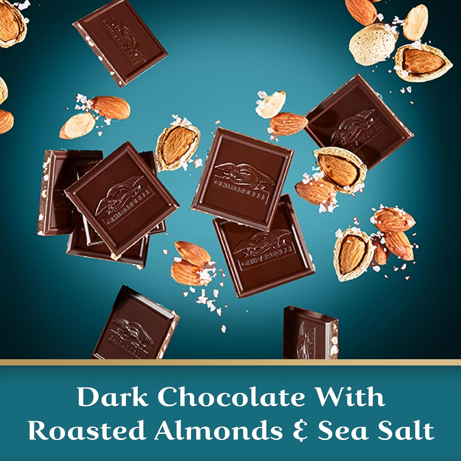 GHIRARDELLI Intense Dark Chocolate Bar, Sea Salt Almond, 3.5 Oz Bar (Pack of 12)