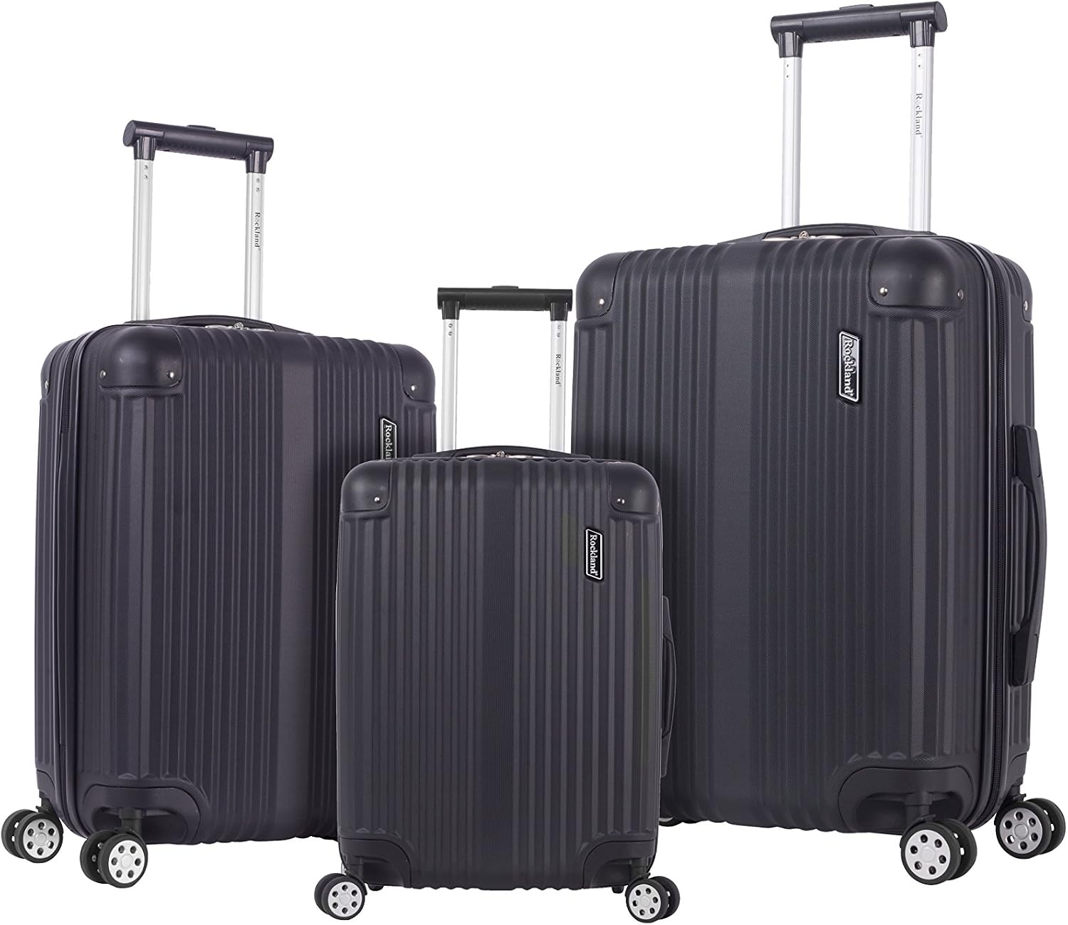 Rockland Berlin Hardside 3 Piece Expandable Spinner Wheel Luggage Set, (20"/24"/28"), Black