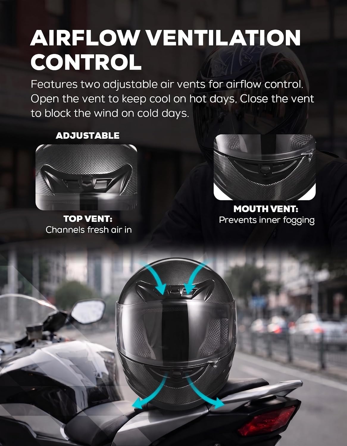 Full Face Motorcycle Helmet Adult ATV Helmet DOT Approved | Ultra-Lightweight, with Anti-Fog Visor, Breathable Liner, For Street Bike