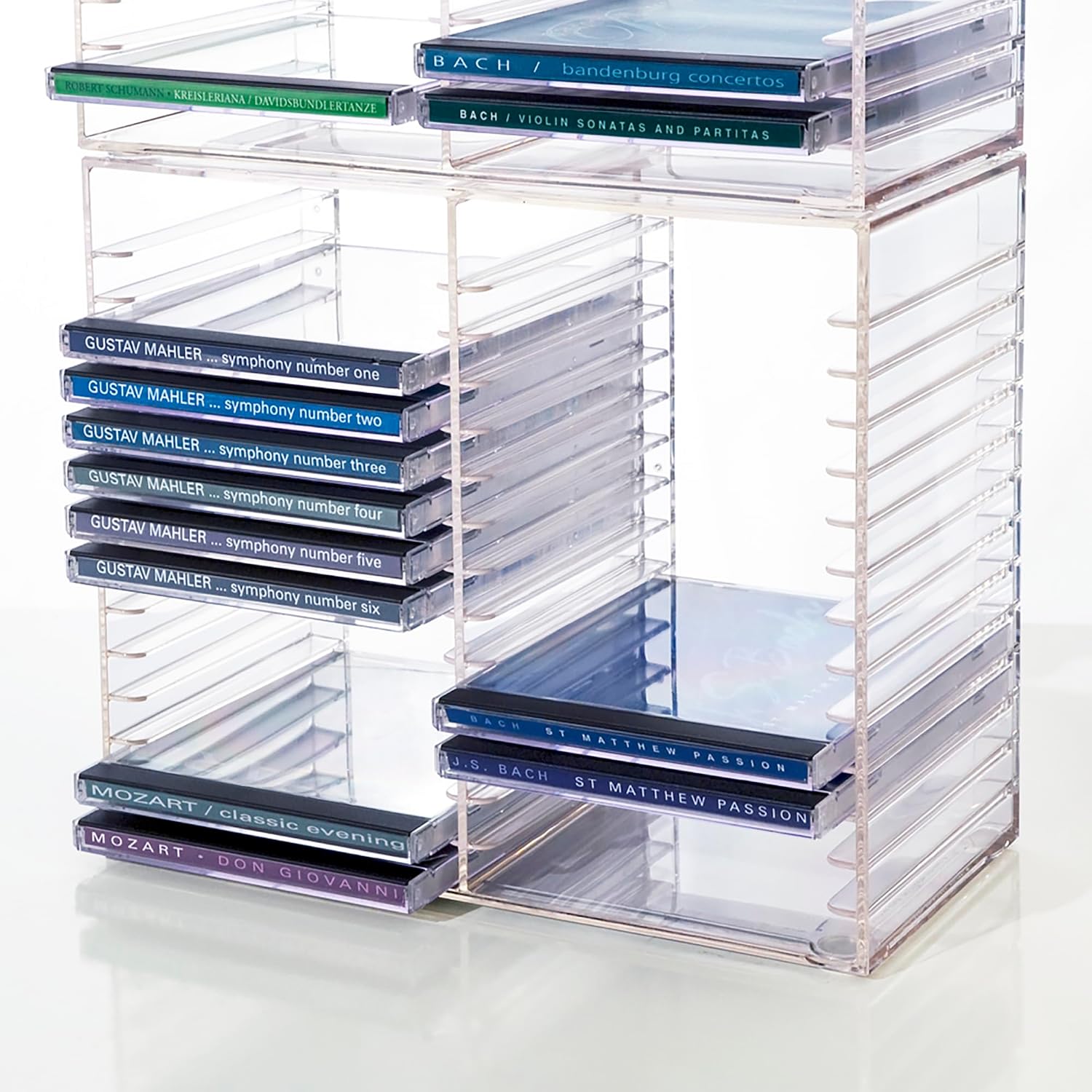 STORi Stackable Clear Plastic CD Organizer with Rubber Feet | Rectangular Jewel Cases Holder Perfect for Theatre Room | Holds up to 30 CD Cases