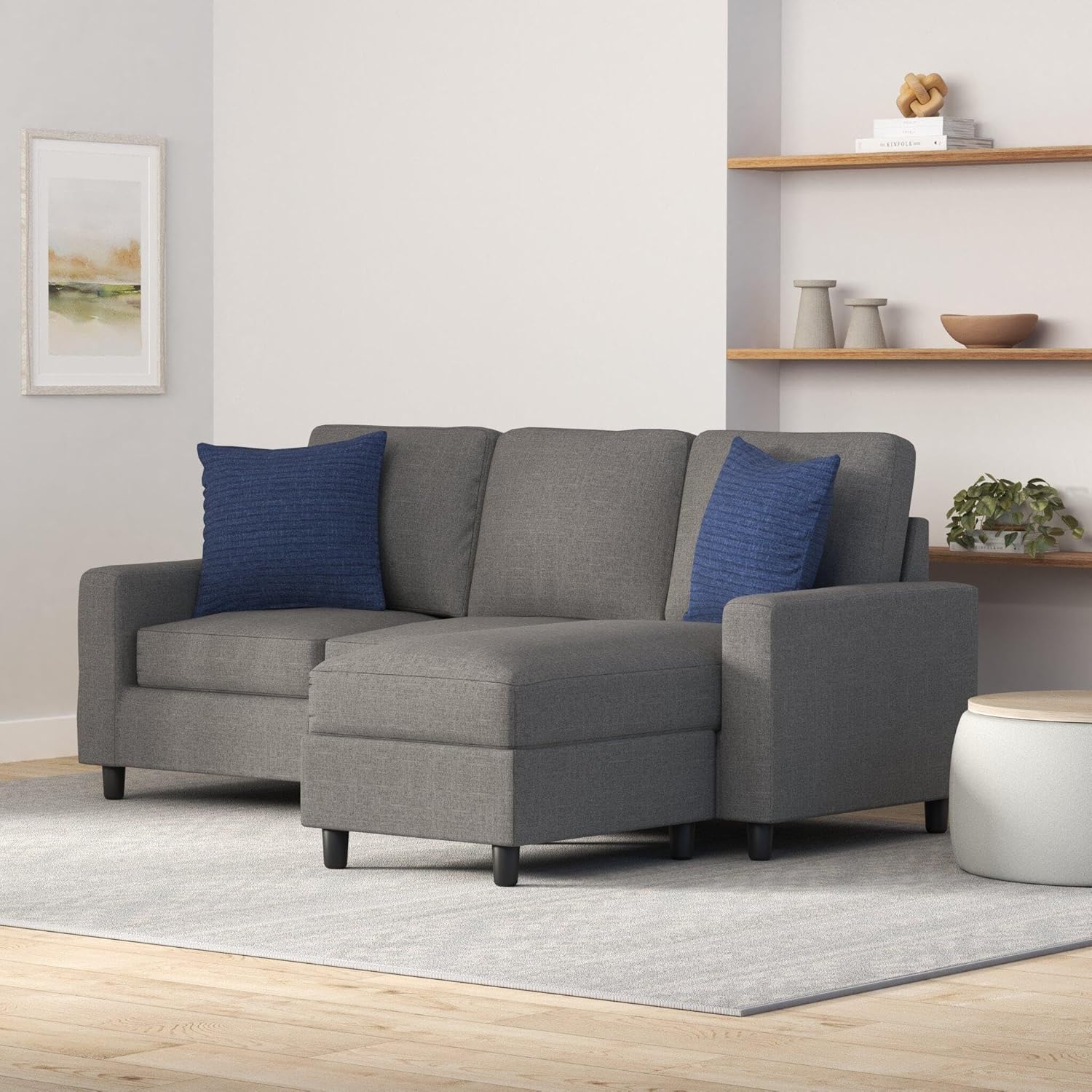 Best Choice Products Upholstered Sectional Sofa for Home, Apartment, Dorm, Bonus Room, Compact Spaces w/Chaise Lounge, 3-Seat, L-Shape Design