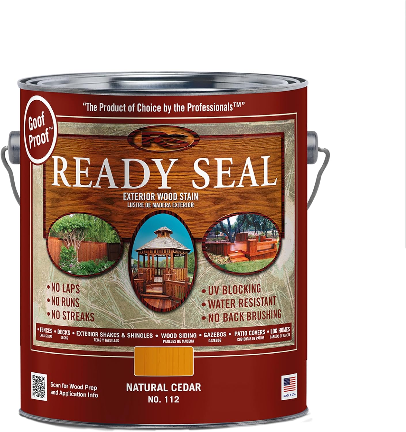 Ready Seal 7966104 5 gal Pail Exterior Wood Stain & Sealer, Light Oak