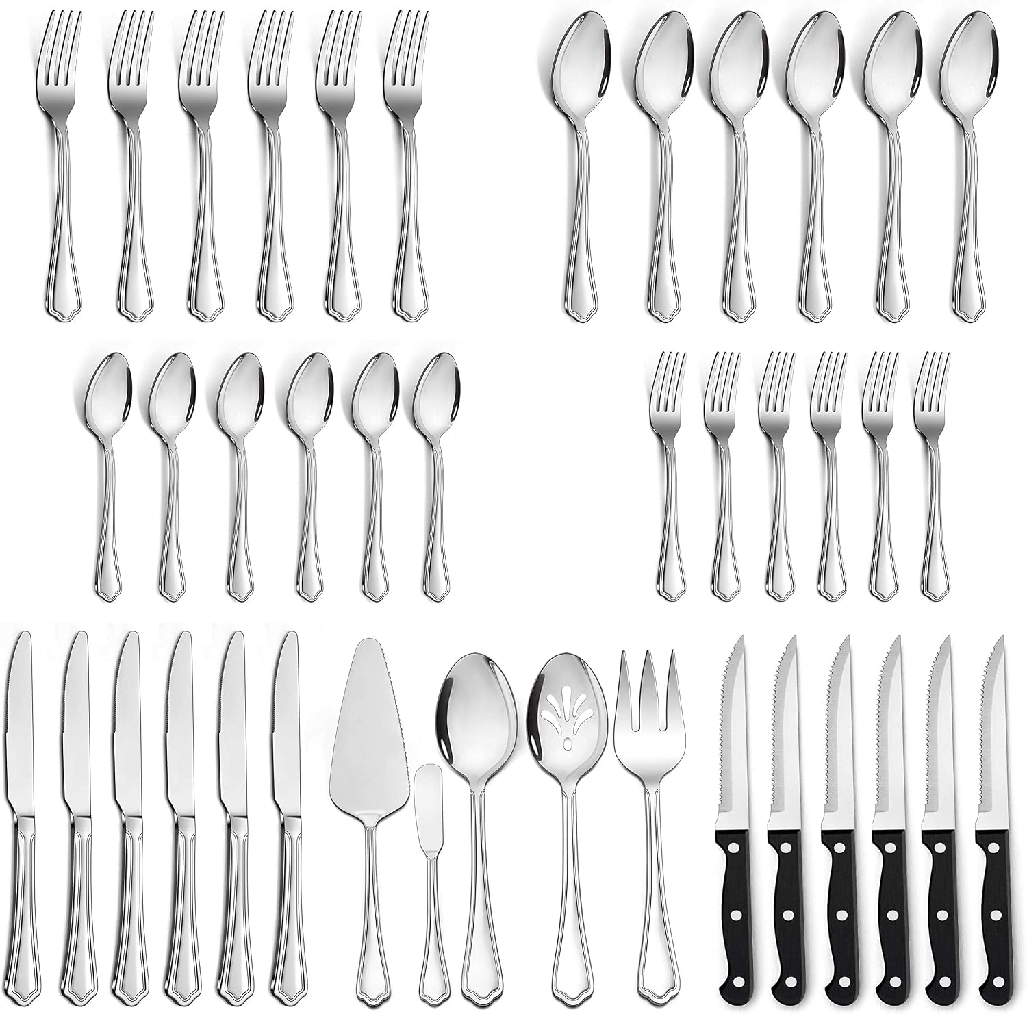 LIANYU 77-Piece Silverware Flatware Set for 12, Stainless Steel Cutlery Set