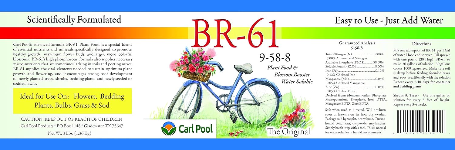 Carl Pool BR-61 Plant Food 9-58-8 3 Lbs