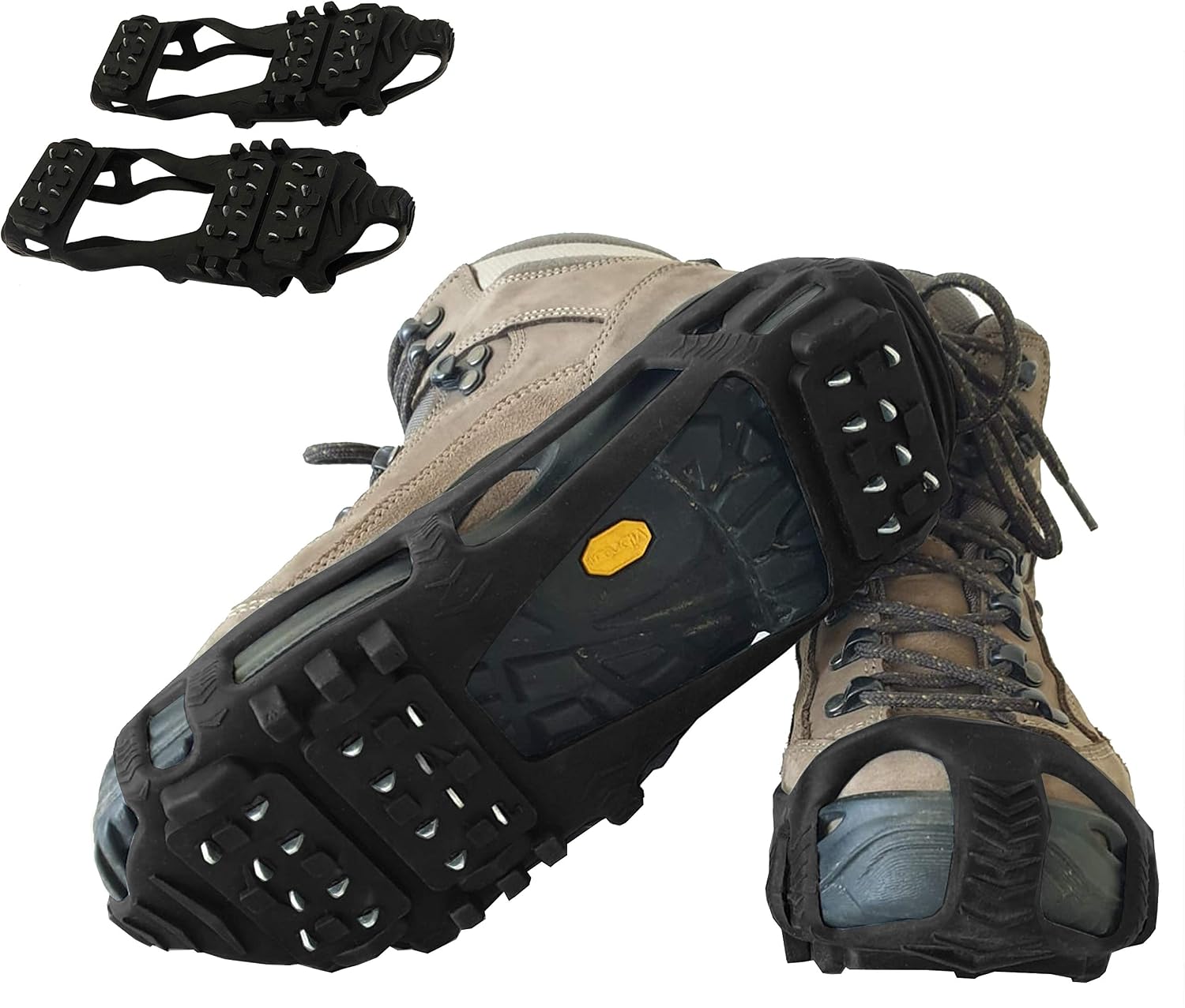 Ice Snow Traction Cleats - Lightweight Crampon Cleats for Walking on Snow & Ice - Anti Slip Grippers Fasten Quickly & Easily Over Footwear - Protable Grips for Shoes and Boots