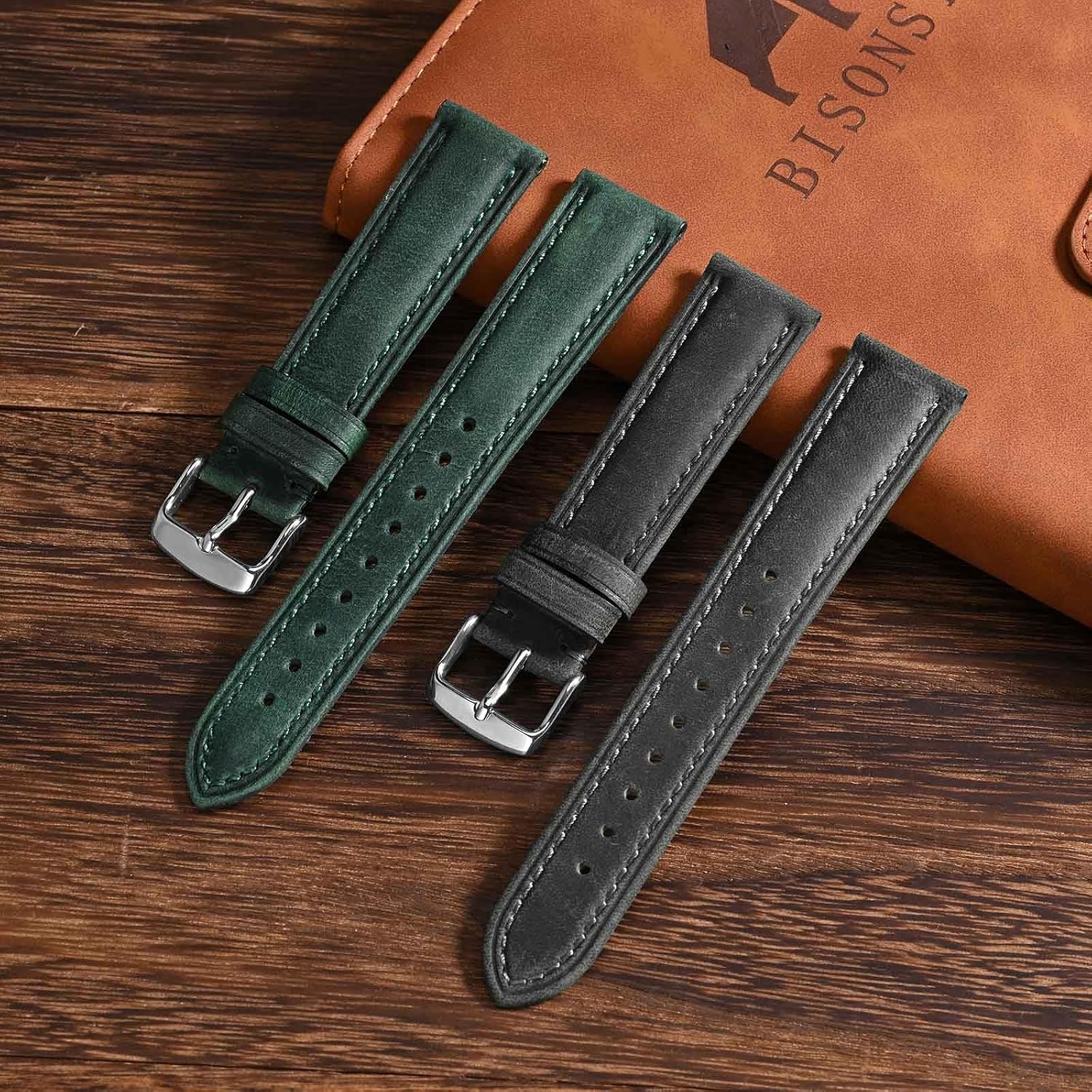 BISONSTRAP Watch Strap, Vintage Leather Replacement Bracelet, Band Width-14mm 15mm 16mm 17mm 18mm 19mm 20mm 21mm 22mm 23mm 24mm