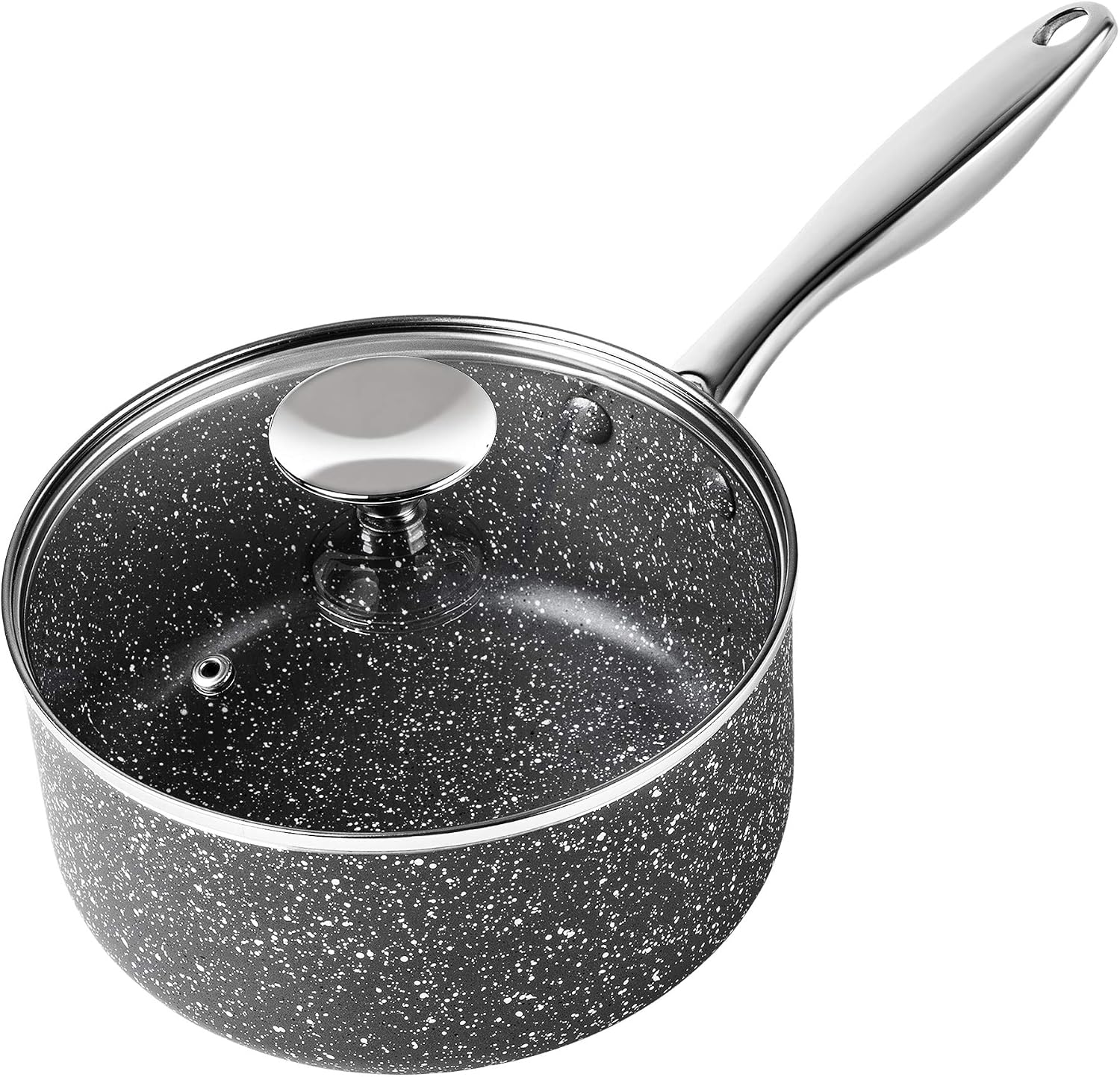 MICHELANGELO 2 Quart Saucepan with Lid, Nonstick Sauce Pan with Healthy Coating, Granite Sauce Pan with Stainless Steel Handle