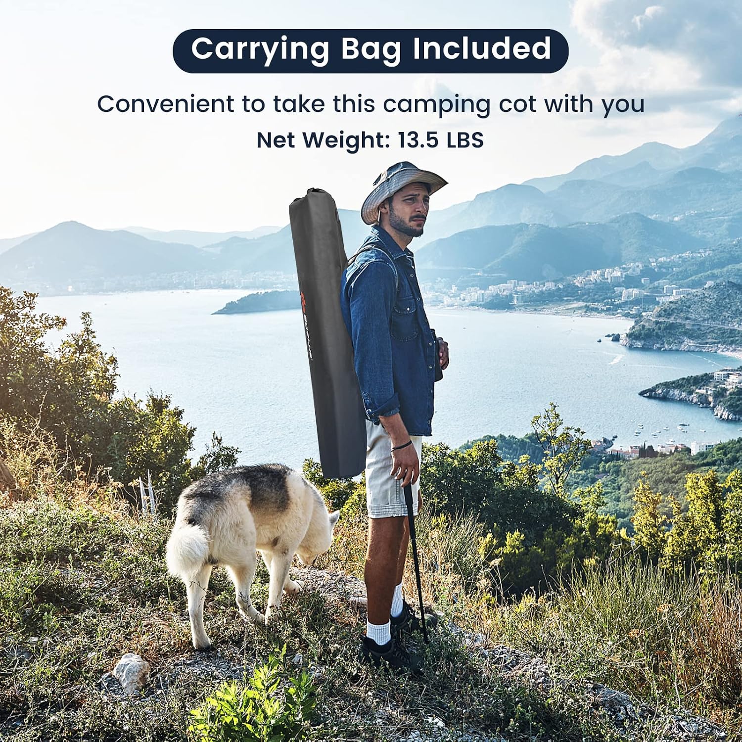 Goplus Folding Camping Cot with Carrying Bag, Portable Lightweight Outdoor Sleeping Bed for Adults Kids, 300LBS Weight Capacity