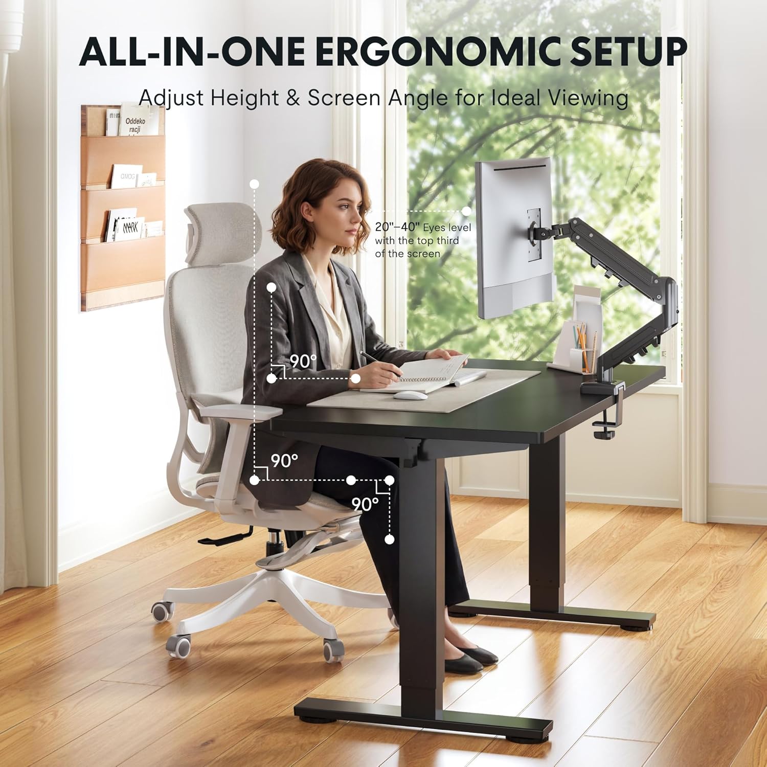FLEXISPOT EN2 48"x24" Standing Desk with Power Strip Bundle, Black