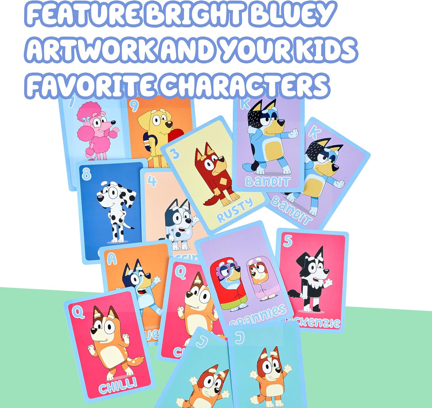 Moose 5-in-1 Bluey Card Game Set, Jumbo-Sized 53-Deck Toddler Game, Multi-Color Interactive Play Card Games for Kids of Ages 3+
