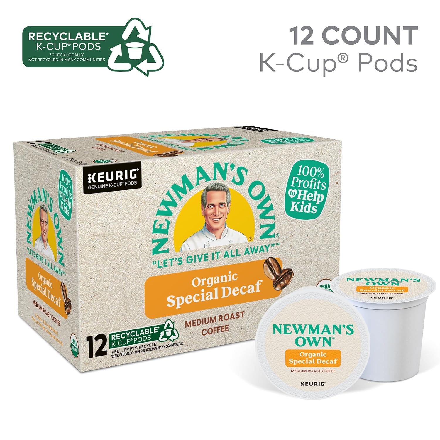 Newman's Own Organics Special Blend Keurig Single-Serve K-Cup Pods, Medium Roast Coffee, 96 Count