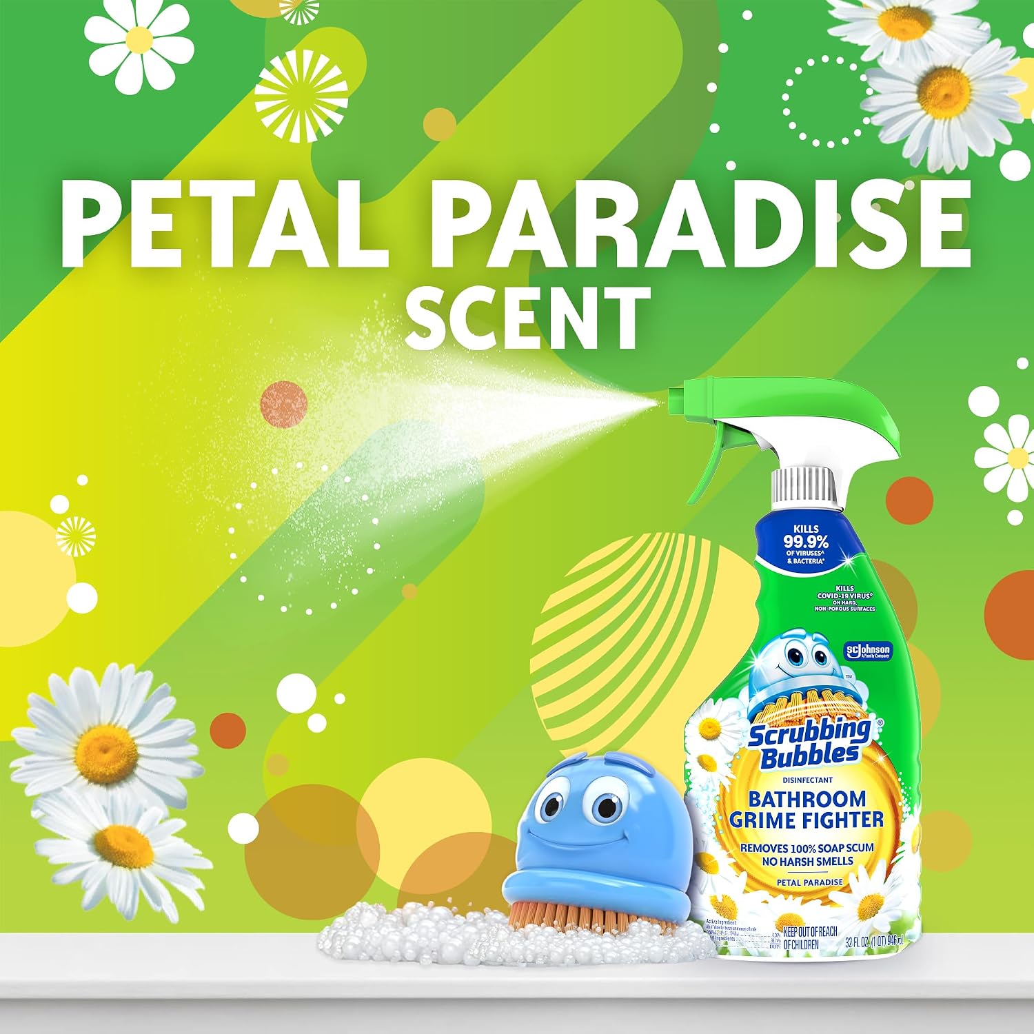 Scrubbing Bubble Bathroom Grime Fighter, Floral Fusion Scent, 32 oz Spray Bottle