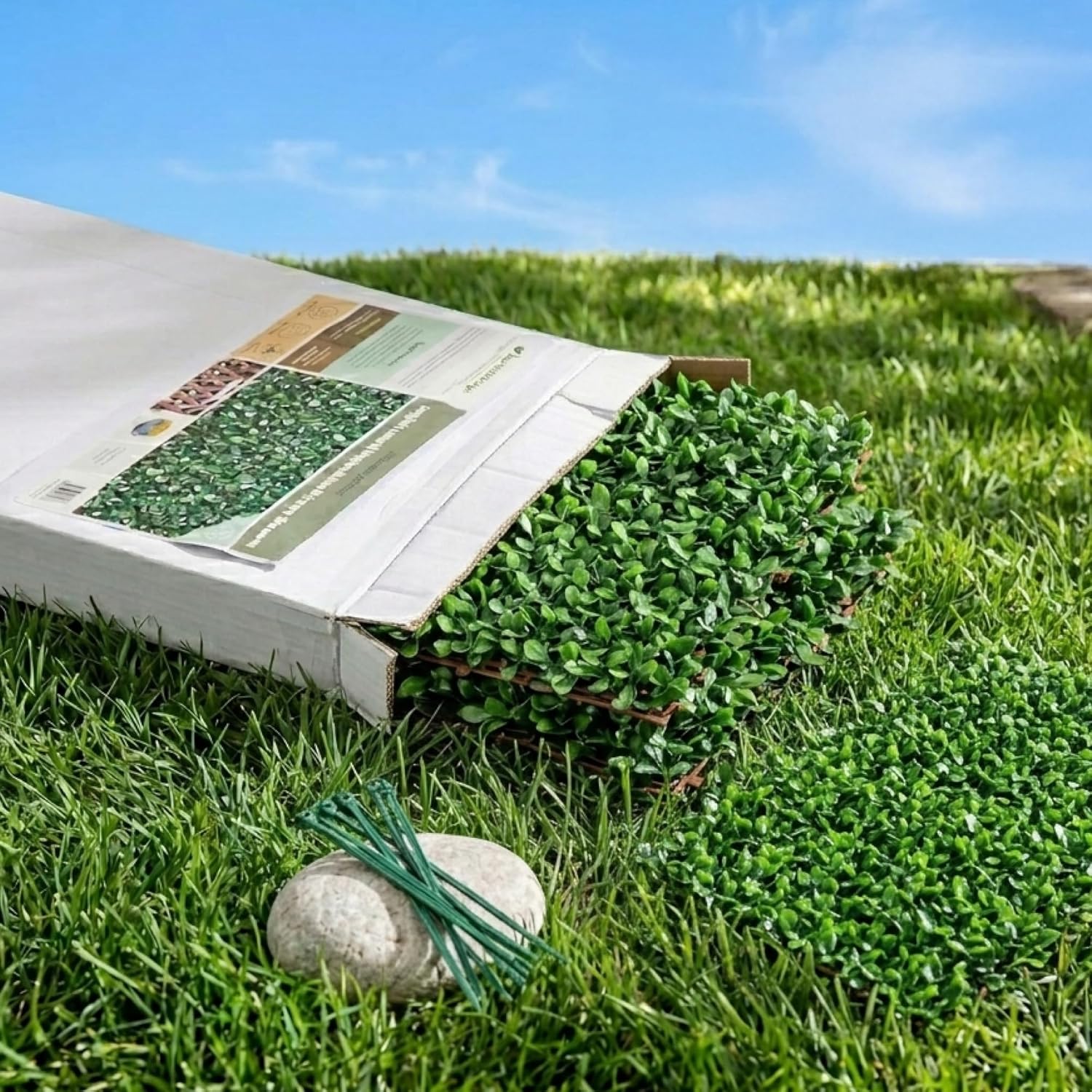 NatraHedge 20''X50'' Artificial Privacy Grass Wall Decor, Laurel Leaf