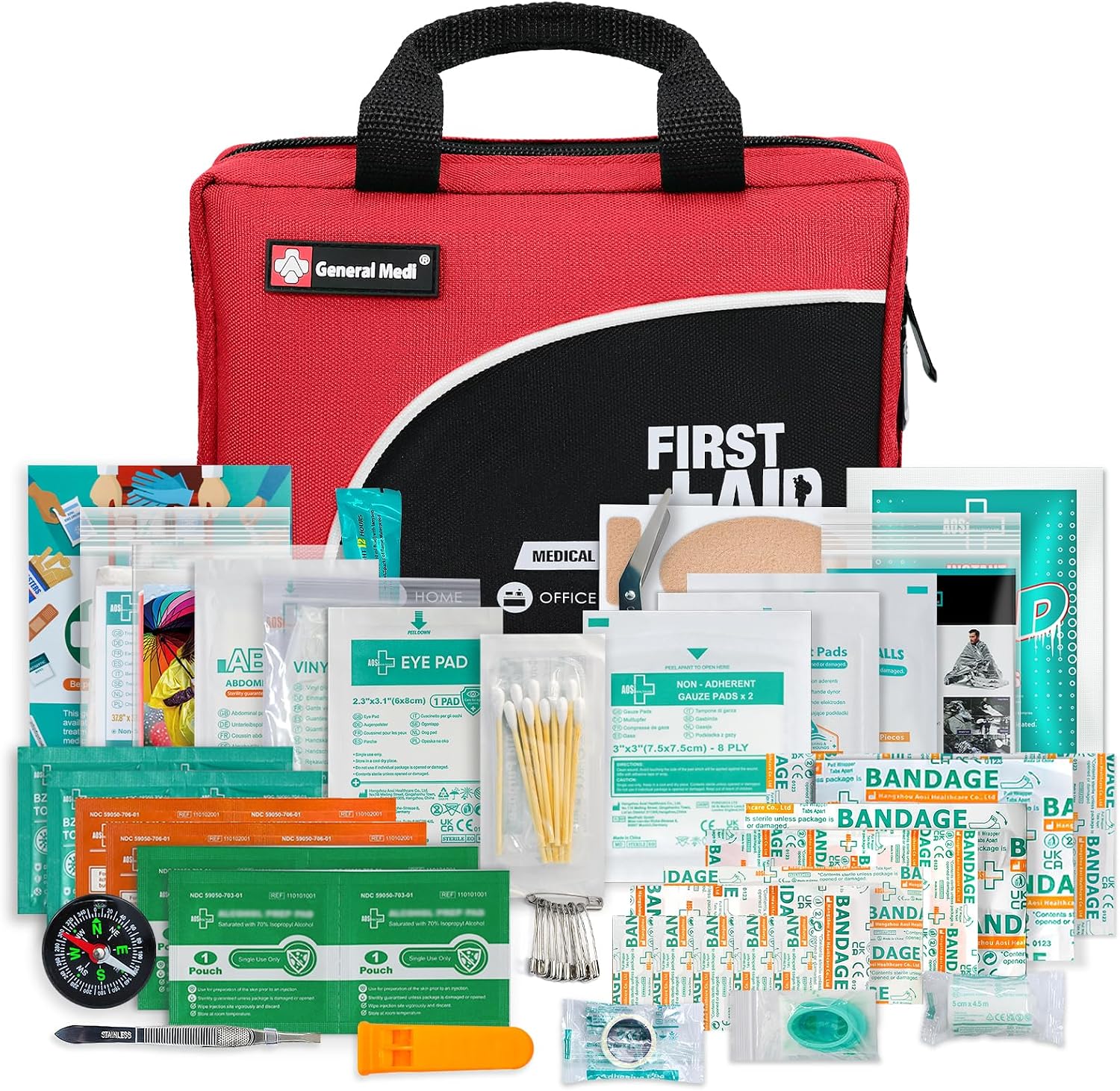 First Aid Kit -160 Pieces Compact and Lightweight - Including Cold (Ice) Pack, Emergency Blanket, Moleskin Pad, Perfect for Travel, Home, Office, Car