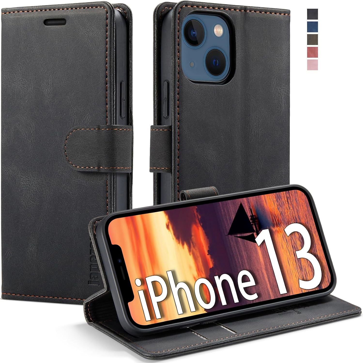 japezop iPhone 12 Mini Wallet Case with [RFID Blocking],Blue