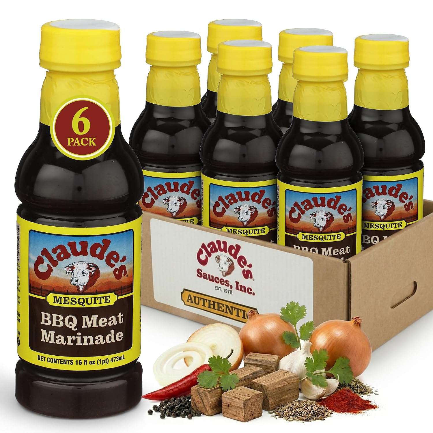 Claude's BBQ Brisket Marinade Sauce, Gluten Free Texas Style, 128 oz | Restaurant-size gallon of smoky Texas tenderizing brisket marinade - all natural & gluten free.