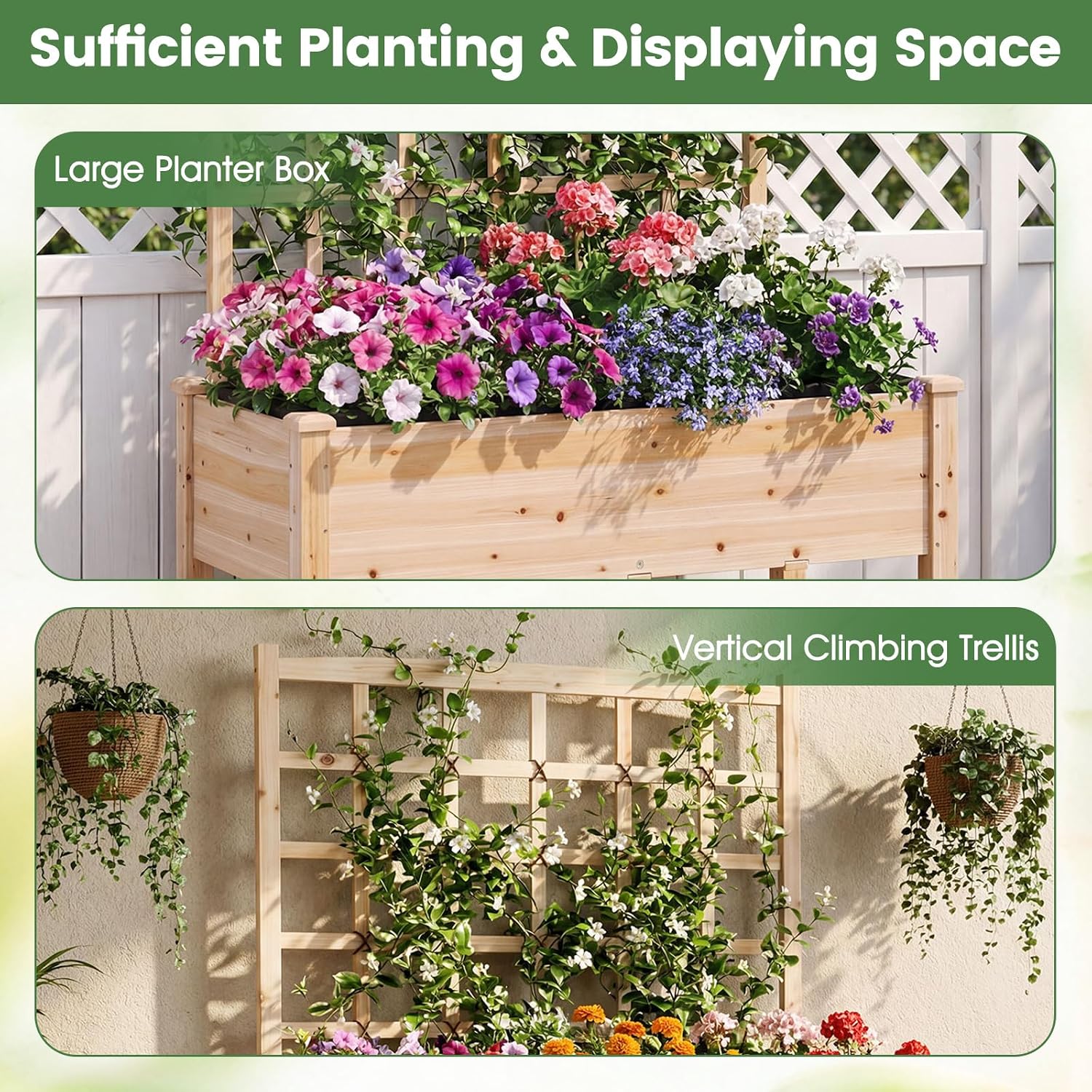 GIANTEX Raised Garden Bed on Wheels, Wood Planter Box with Legs, Liner, Drain Holes, Elevated Garden Bed for Vegetables