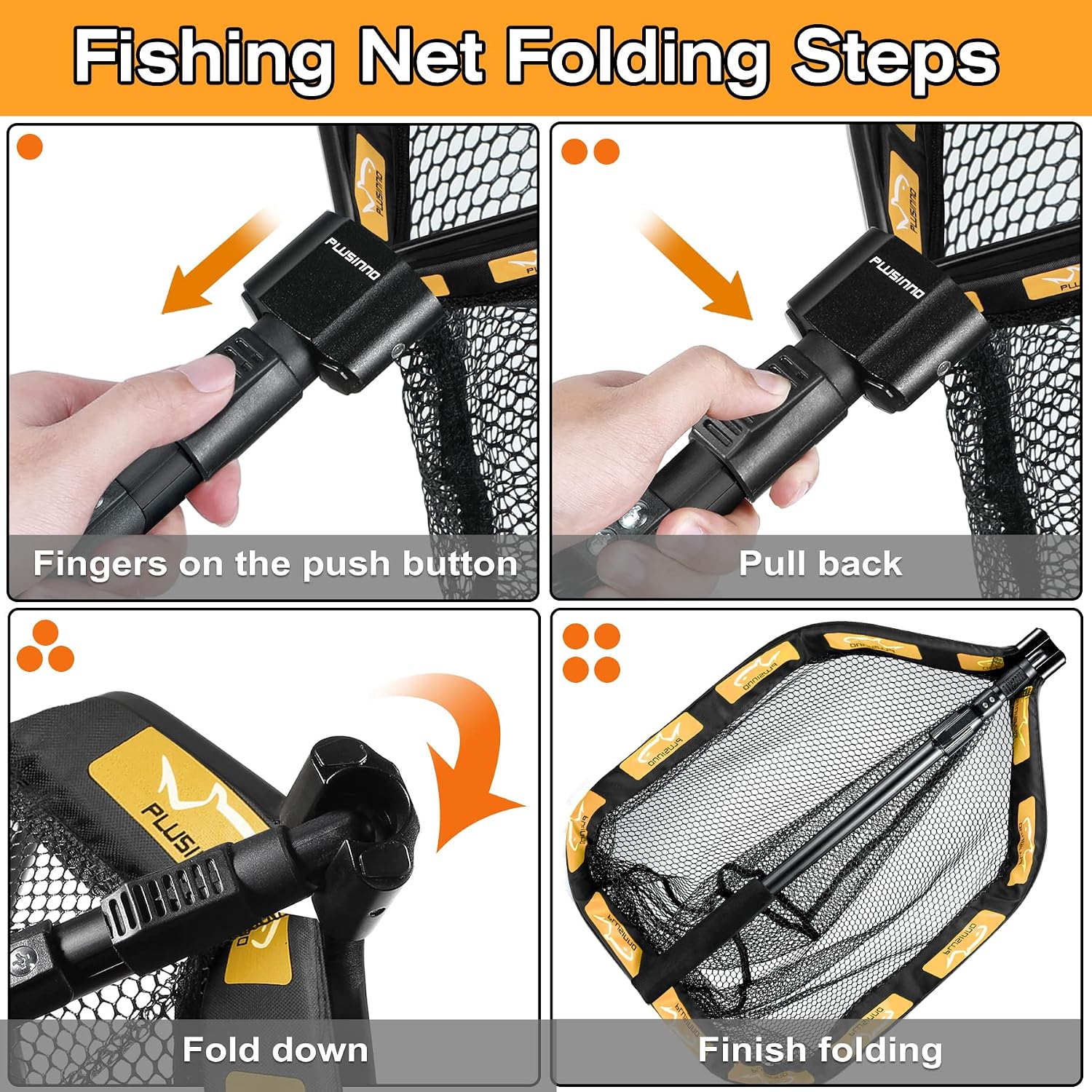 PLUSINNO Floating Fishing Net for Steelhead, Salmon, Fly, Kayak, Catfish, Bass, Trout Fishing