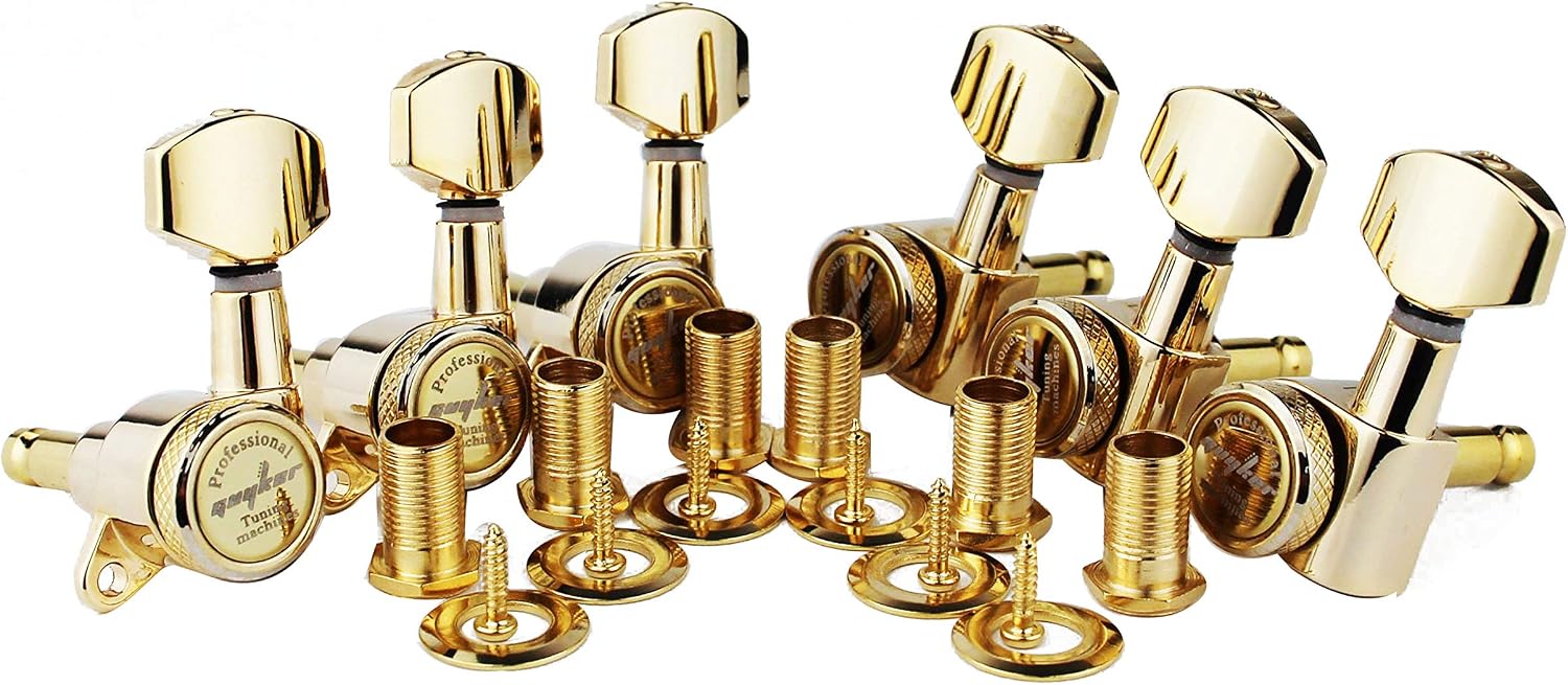 Guyker Guitar Locking Tuners (6 for Right) - 1:18 Lock String Tuning Key Pegs Machine Head with Hexagonal Handle Replacement for ST TL SG LP Style