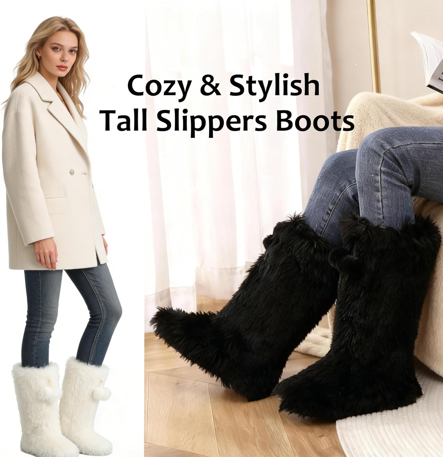 Home Slipper Women's Soft Fleece Plush Warm Indoor House Slipper Boots Shoes
