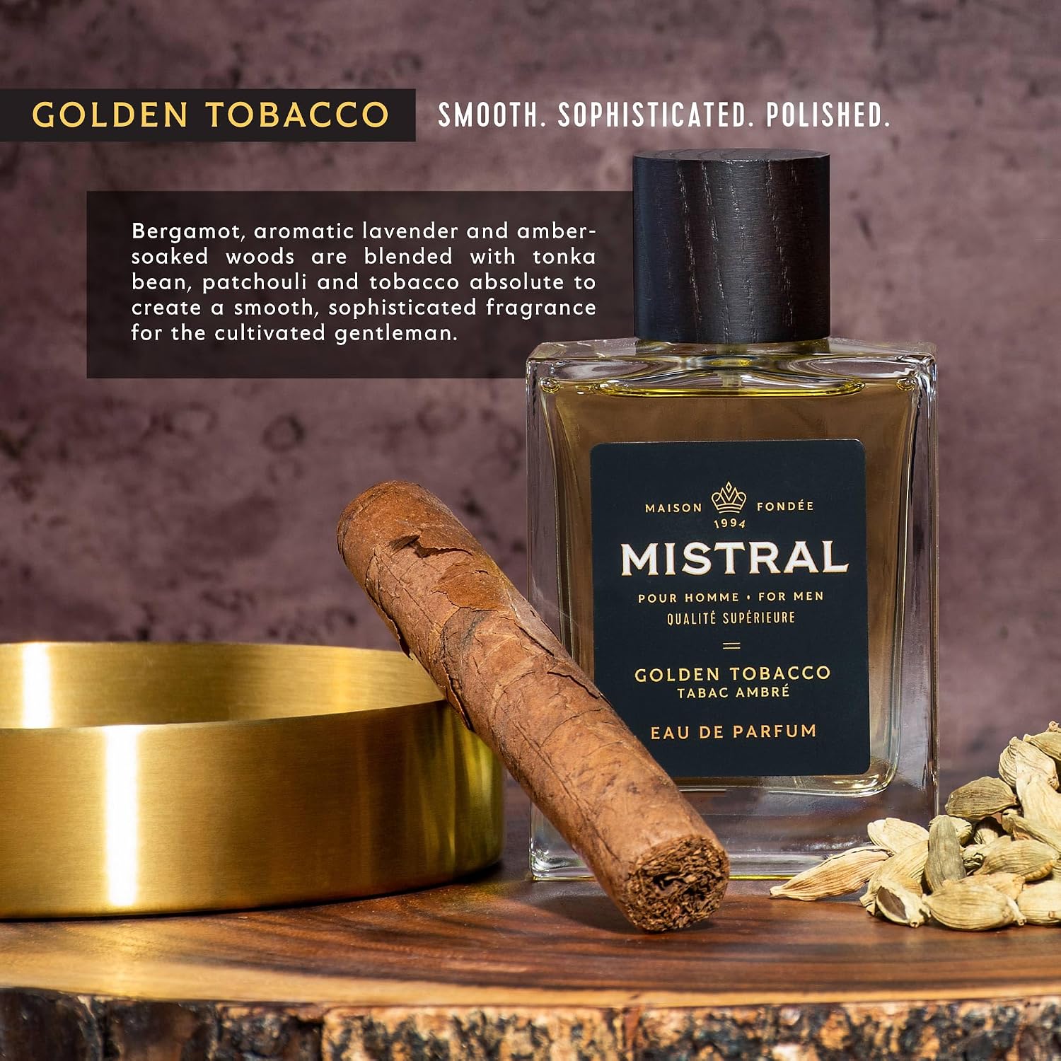 Mistral Bourbon Vanilla Eau de Parfum for Men, Men's Cologne, 3.4 Oz | Warm & Sweet Masculine Scent with Vanilla, Patchouli & Sandalwood, Cruelty-Free, Long-Lasting Perfume, Made in France