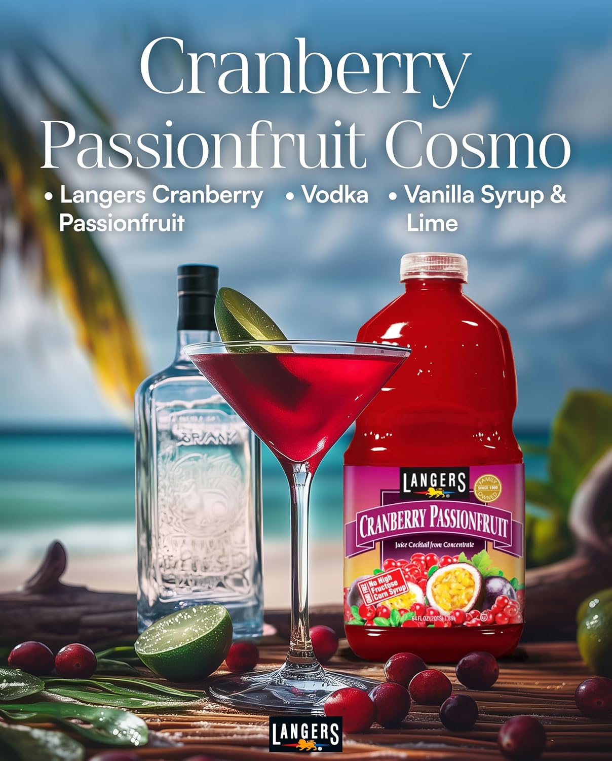Langers Juice Cocktail, Pineapple Orange Guava, 15.2 Fl Oz (Pack of 12)
