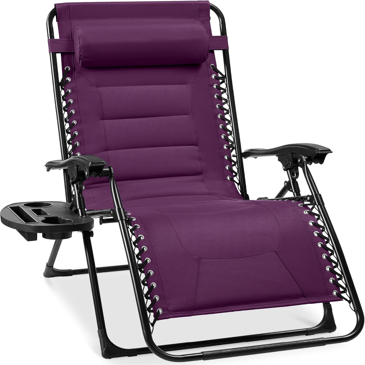Best Choice Products Oversized Padded Zero Gravity Chair, Folding Outdoor Patio Recliner, XL Anti Gravity Lounger for Backyard w/Headrest, Cup Holder