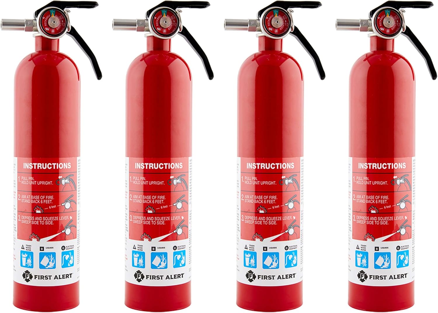 First Alert Fire Extinguisher, Standard Home Use | HOME1 UL RATED 1-A:10-B:C, Red 4-Pack