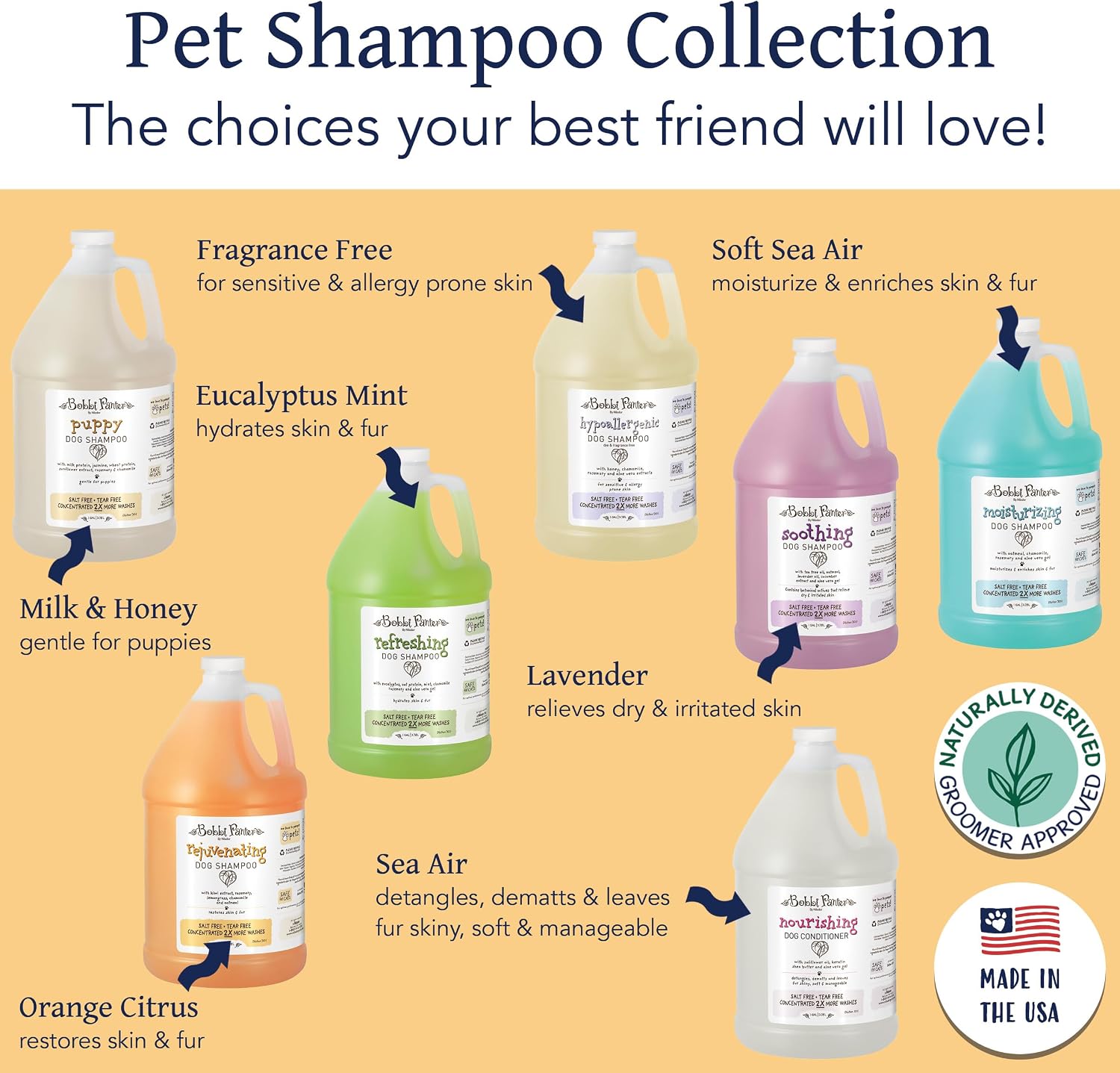 Bobbi Panter Soothing Dog Shampoo Tea Tree, Lavender, Cucumber & Oat Protein – Natural Formula for Sensitive Skin & Irritation Relief, Tear-Free, 30:1 Concentrate, Made in USA, 14 oz