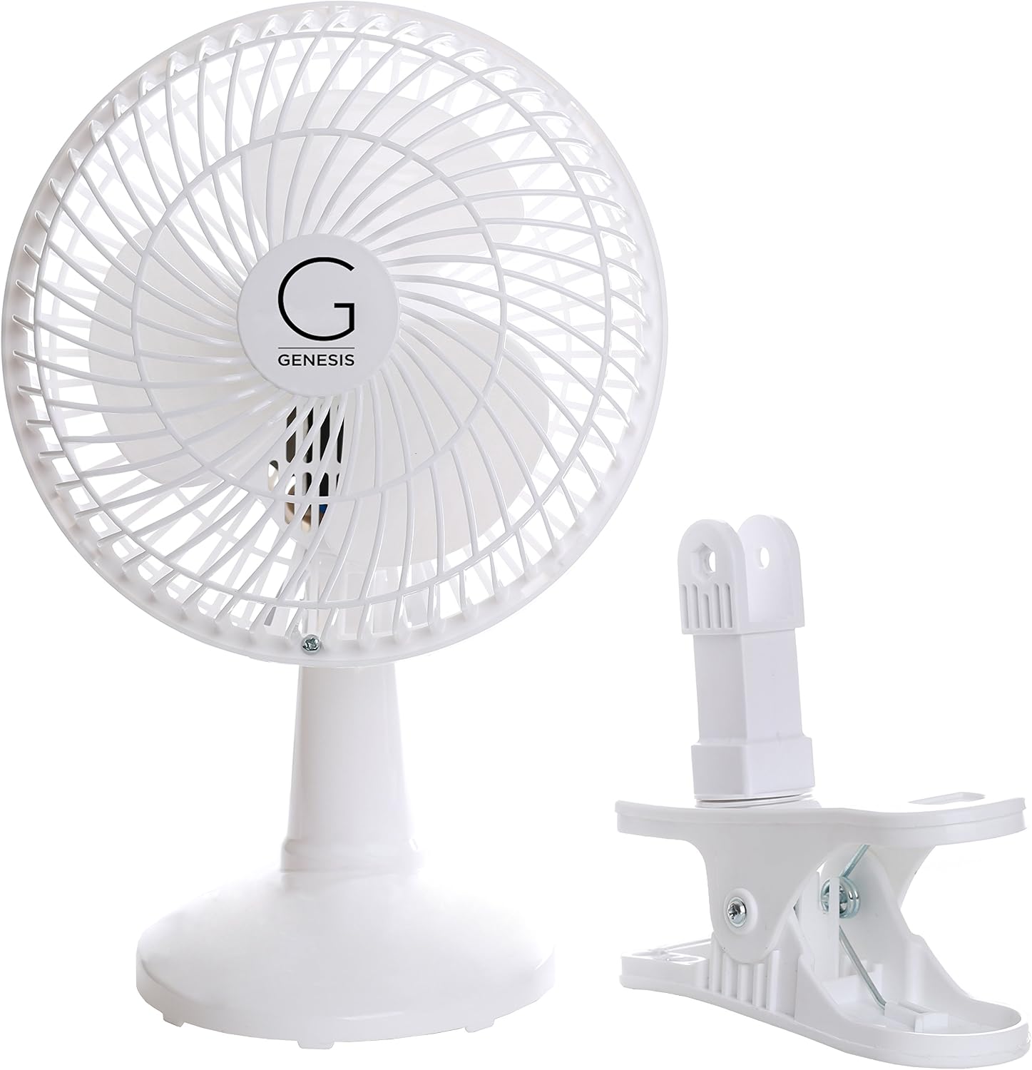 Genesis 6-Inch Clip Convertible Table-Top & Clip Fan Two Quiet Speeds - Ideal For The Home, Office, Dorm, More Off White