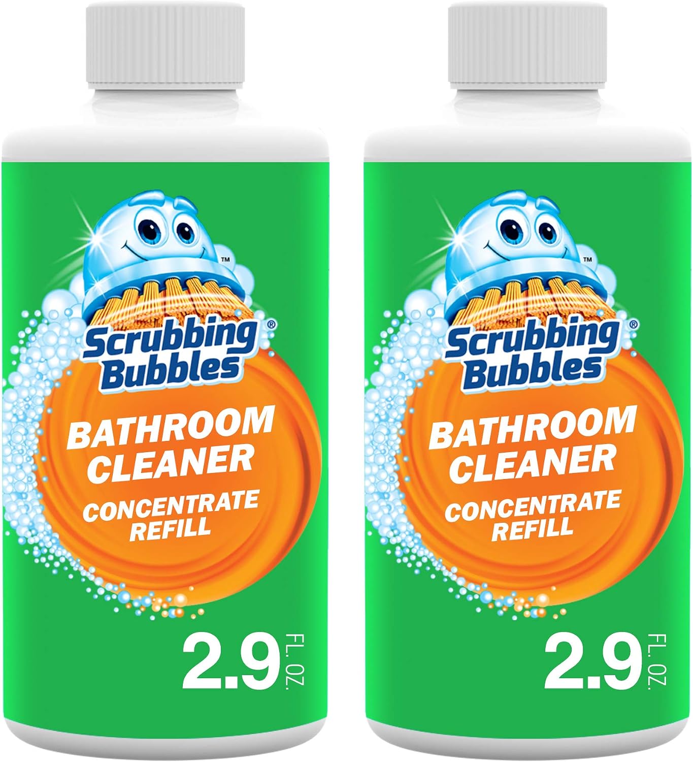 Scrubbing Bubbles Multi Surface Bathroom Cleaner Concentrate, Two 2.9 oz Concentrated Refill Bottles