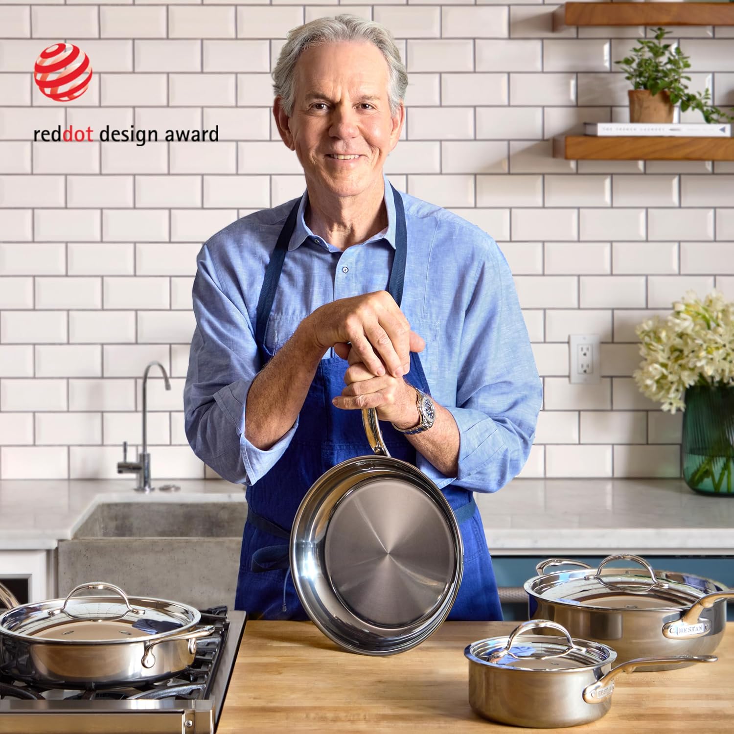 Hestan NanoBond Molecular Titanium Stainless Steel 10-Piece Cookware Set - PFAS-Free - Induction Compatible, Dishwasher Safe