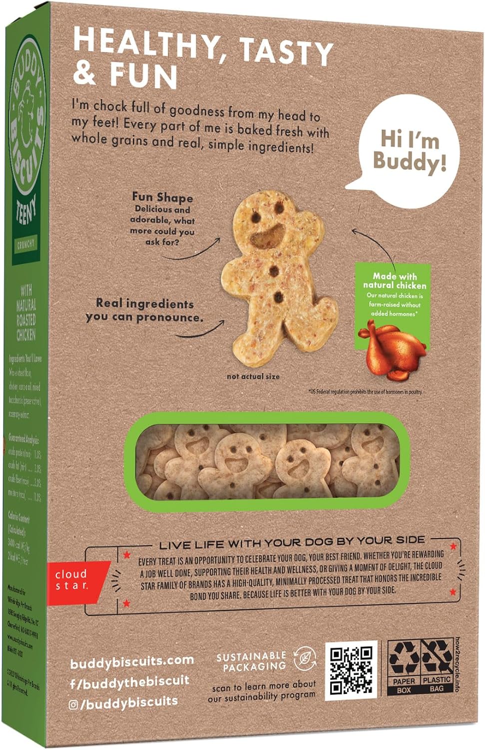Buddy Biscuits Teeny Crunchy Dog Treats, Roasted Chicken, 8 oz. Box