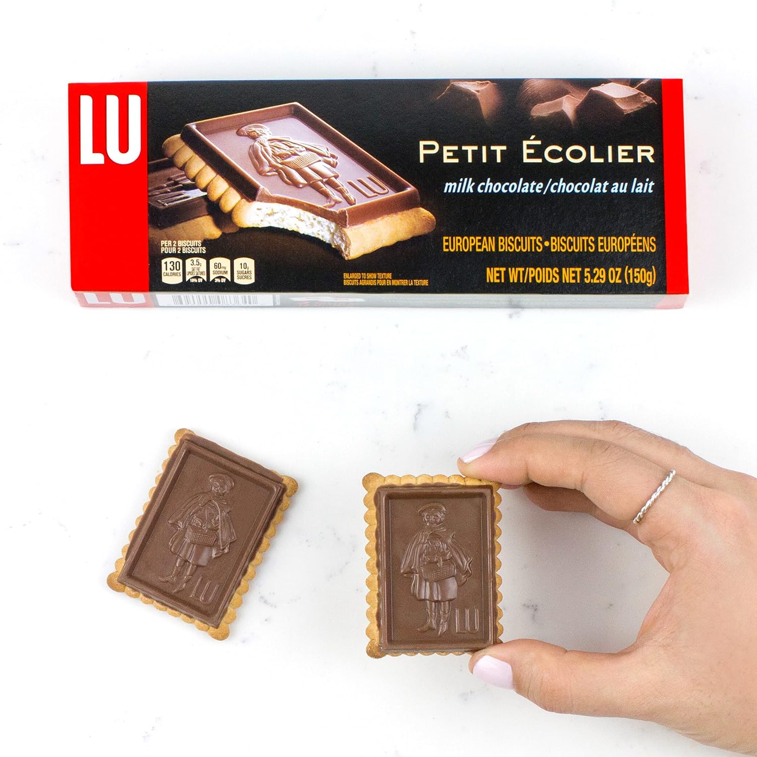 Lu Petit Ecolier European Milk Chocolate Biscuit Cookies, 5.29 oz | 6 Cookies Per Pack, Individually Wrapped