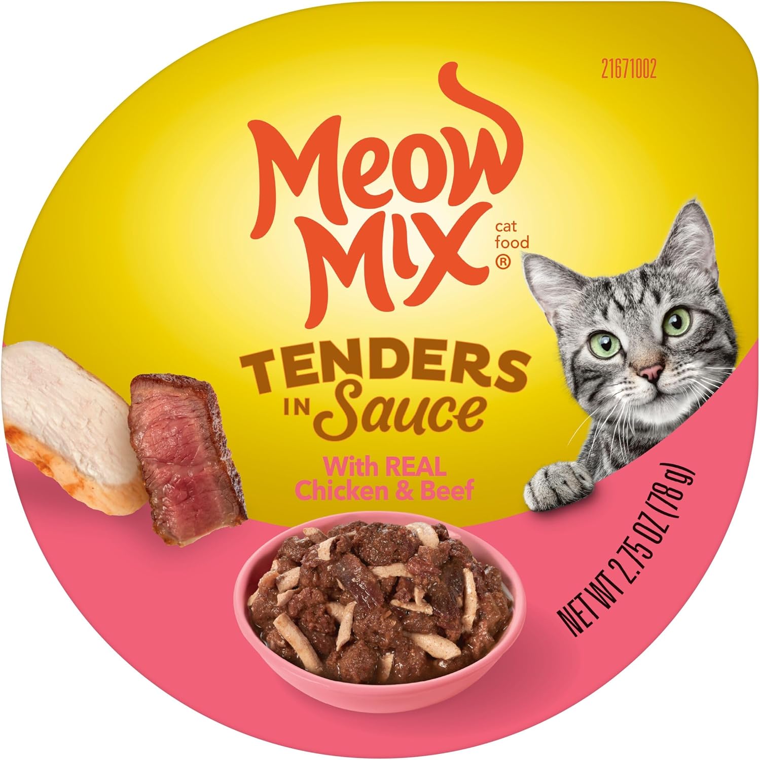 Meow Mix Tenders in Sauce, Wet Cat Food with Tuna & Whole Shrimp, 12 Cups