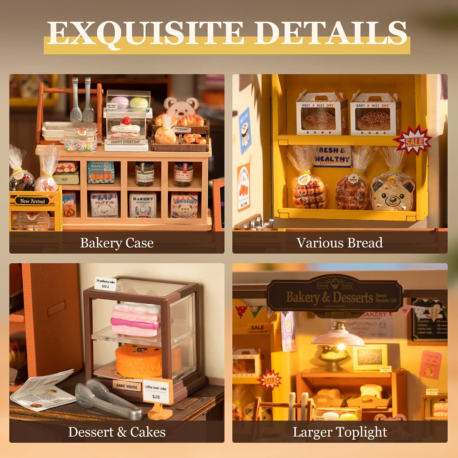 ROBOTIME DIY Miniature House Kit Mini Green House Tiny Dollhouse Wooden Furniture Kit with LED Halloween/Christmas/Birthday Gifts for Adults (Cathy's Greenhouse)