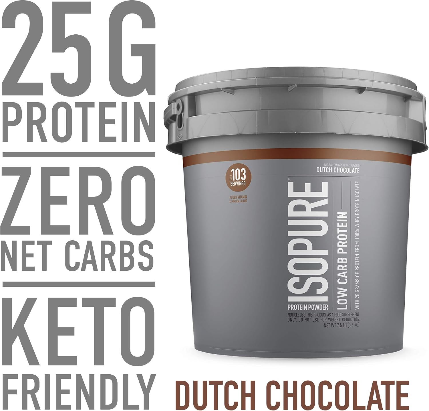 Isopure Protein Powder Low Carb With Creatine Powder 500g Unflavored, Keto Friendly Protein Powder, 100% Whey Protein Isolate